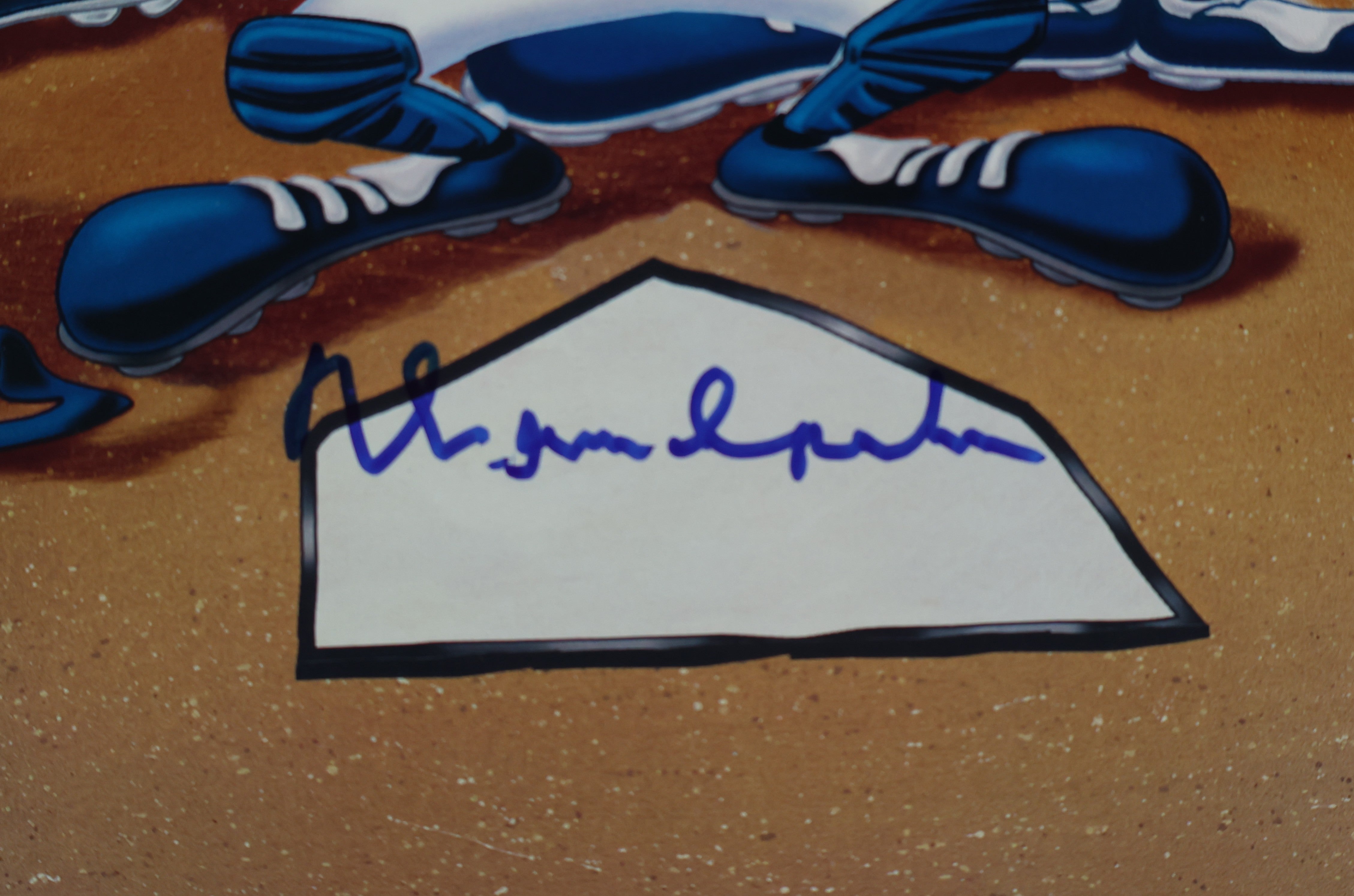 Warren Spahn Autographed Looney Tunes Atlanta Braves Colored Print JSA COA