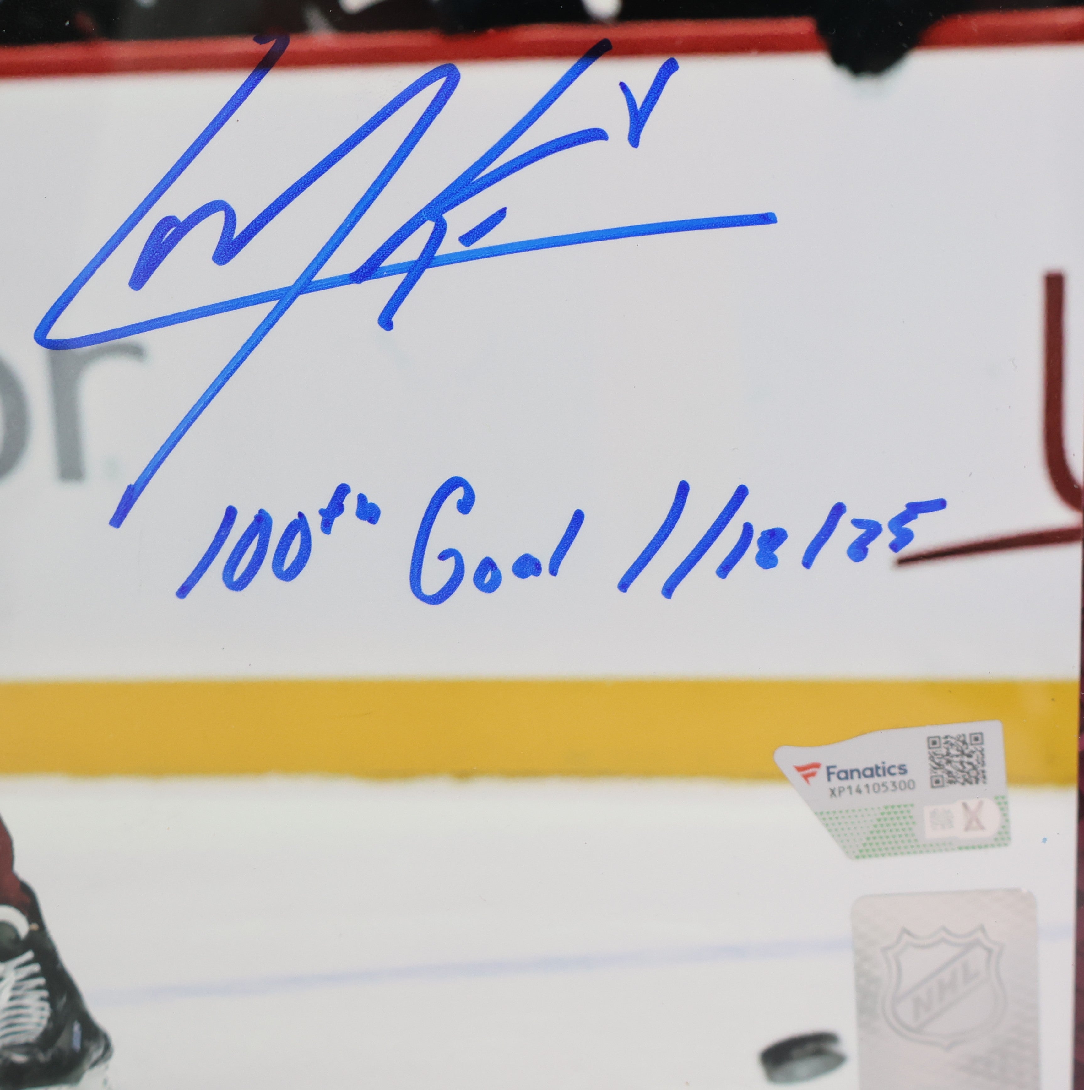 Cale Makar Autographed Inscribed "100th Goal 1/18/25" 8x10 Photo FANATICS COA