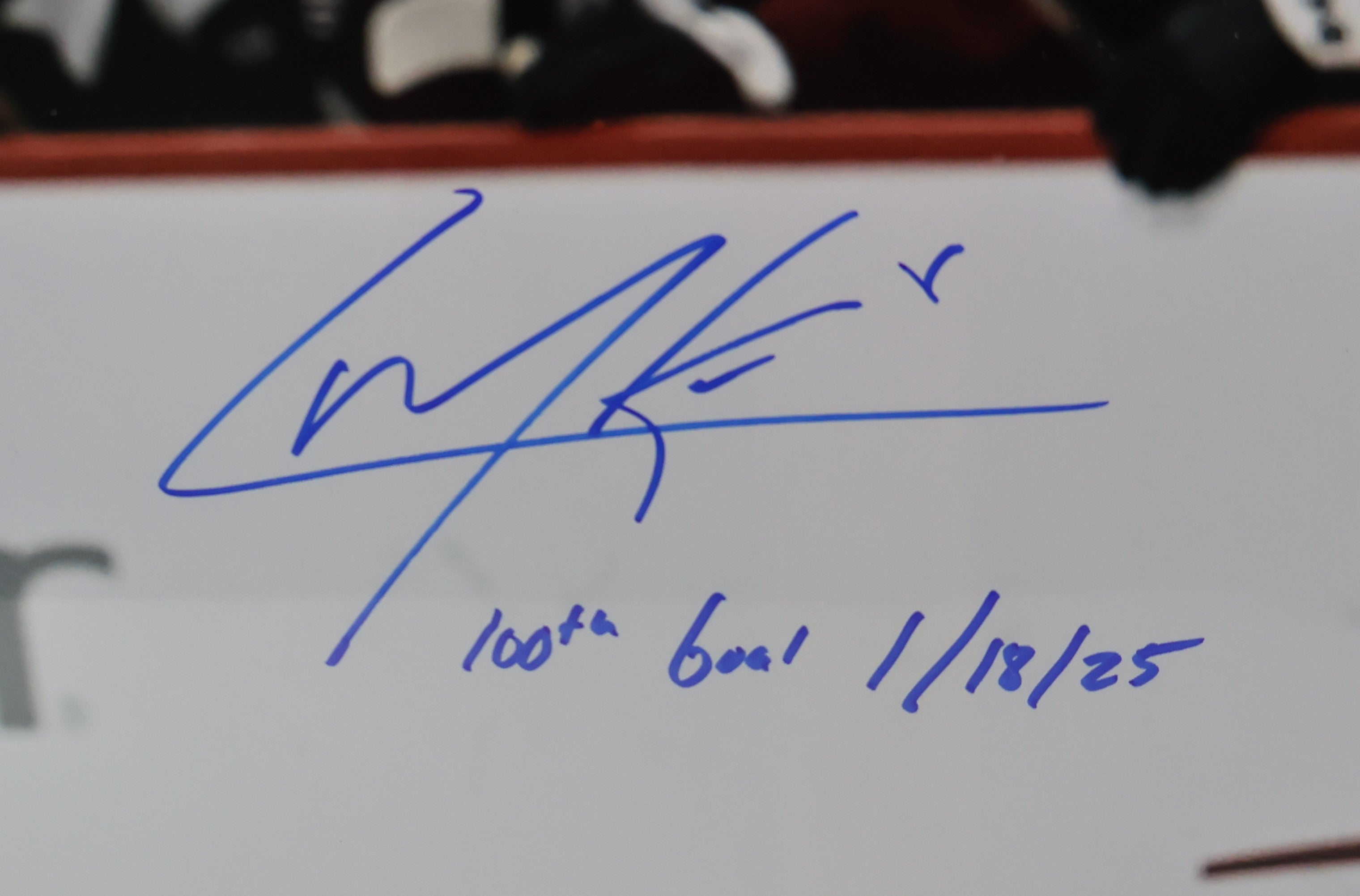Cale Makar Autographed Framed 16x20 Inscribed "100th Goal 1/18/25" *Blue* FANATICS COA