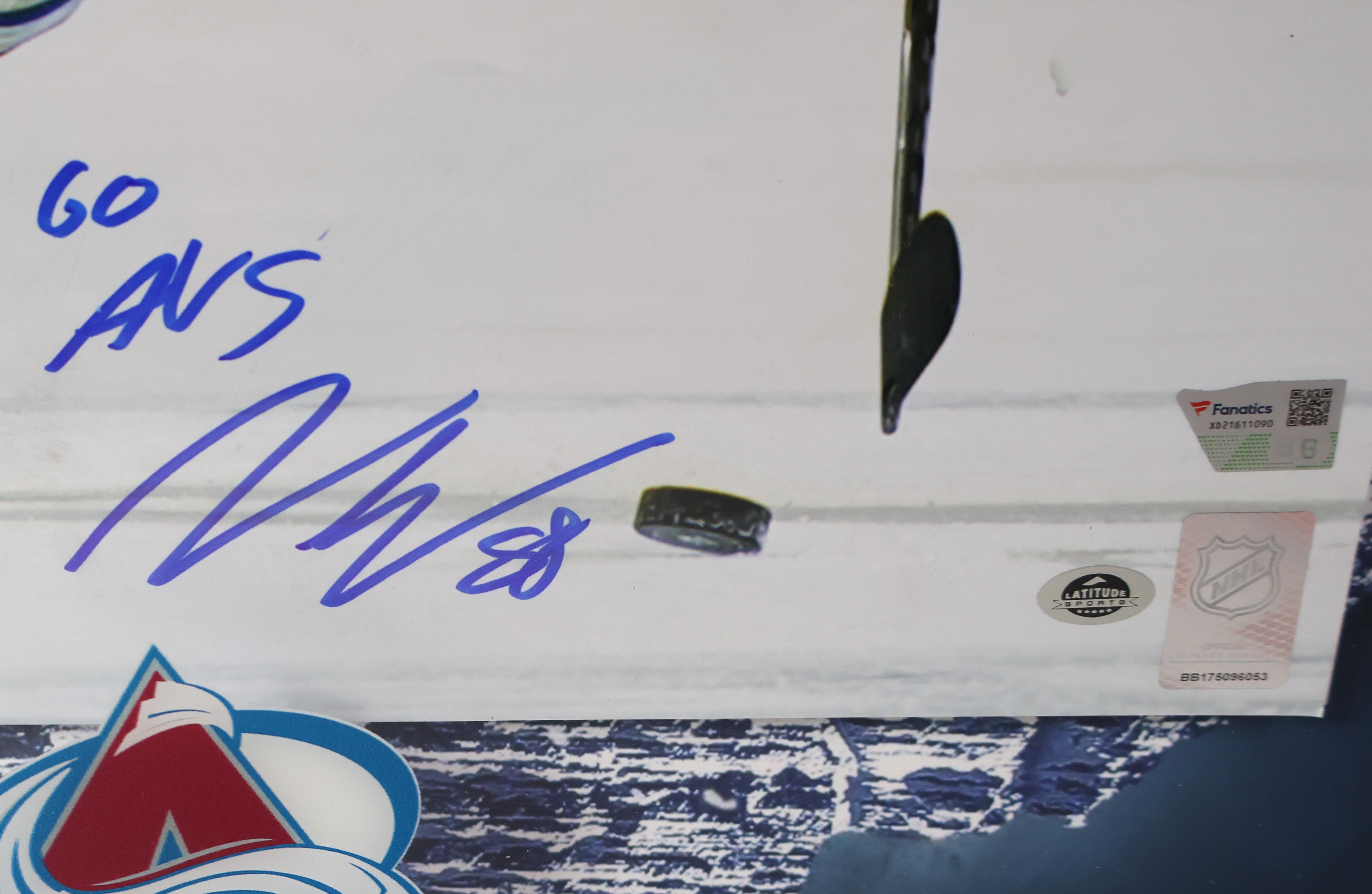 Martin Necas Autographed Inscribed "Go Avs" Framed 16x20 Photo FANATICS COA