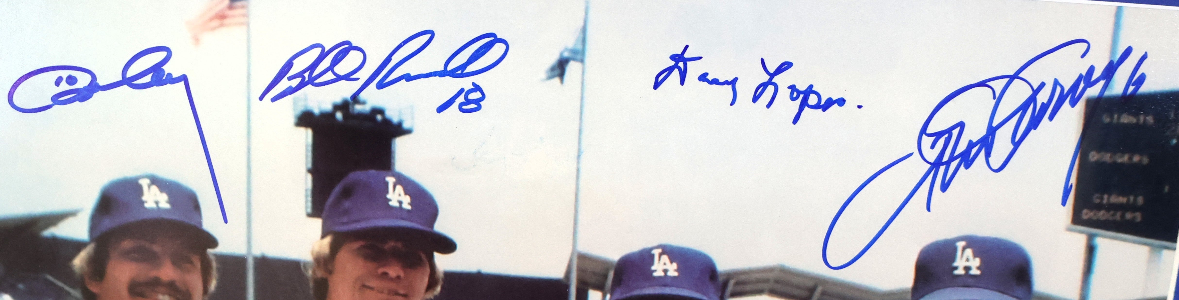 Los Angeles Ron Cey, Bill Russell, Davey Lopes, and Steve Garvey Autographed 16"x20" Framed Photo LSM COA