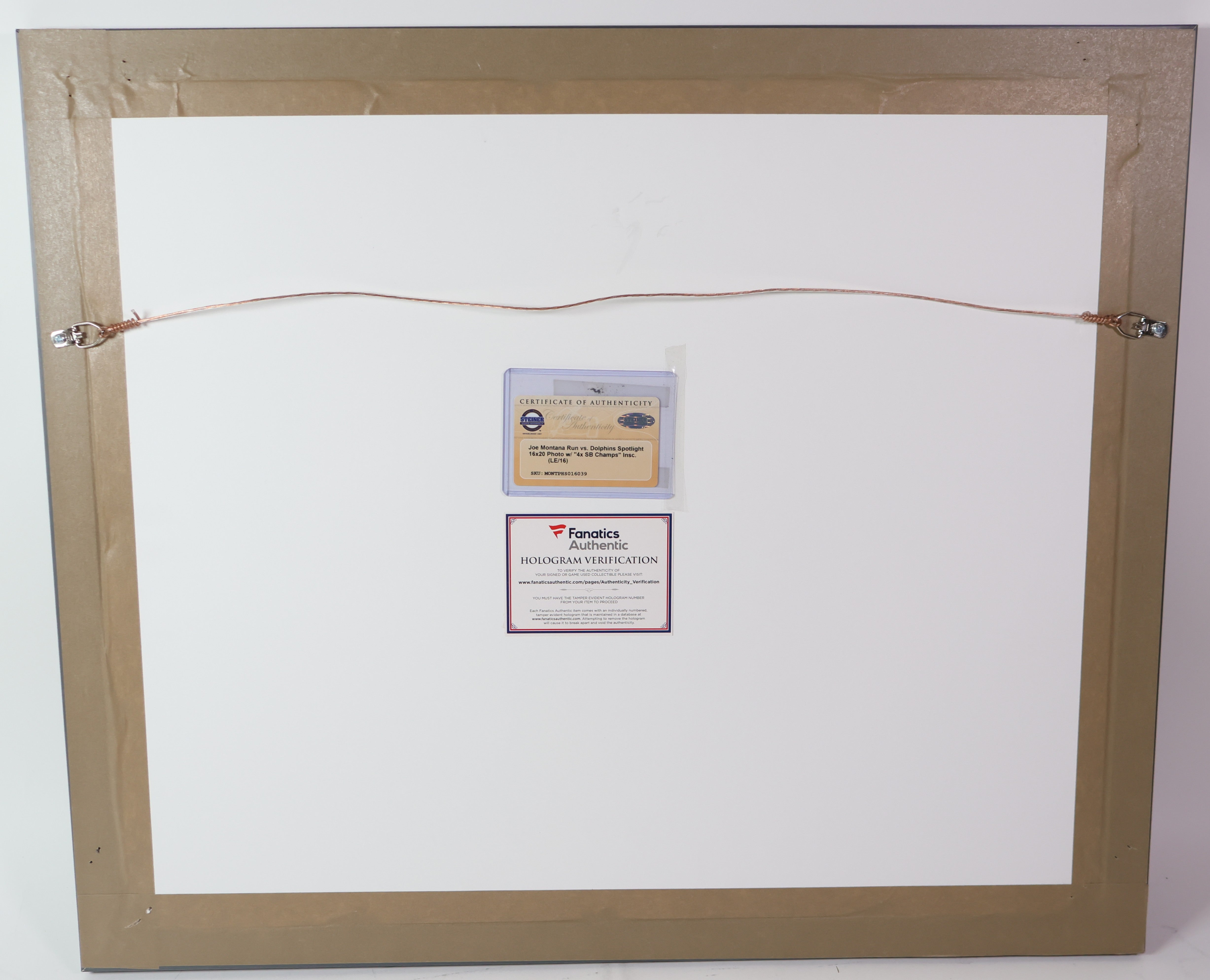 Joe Montana Inscribed Autographed 16x20 Framed Photo Fanatics COA