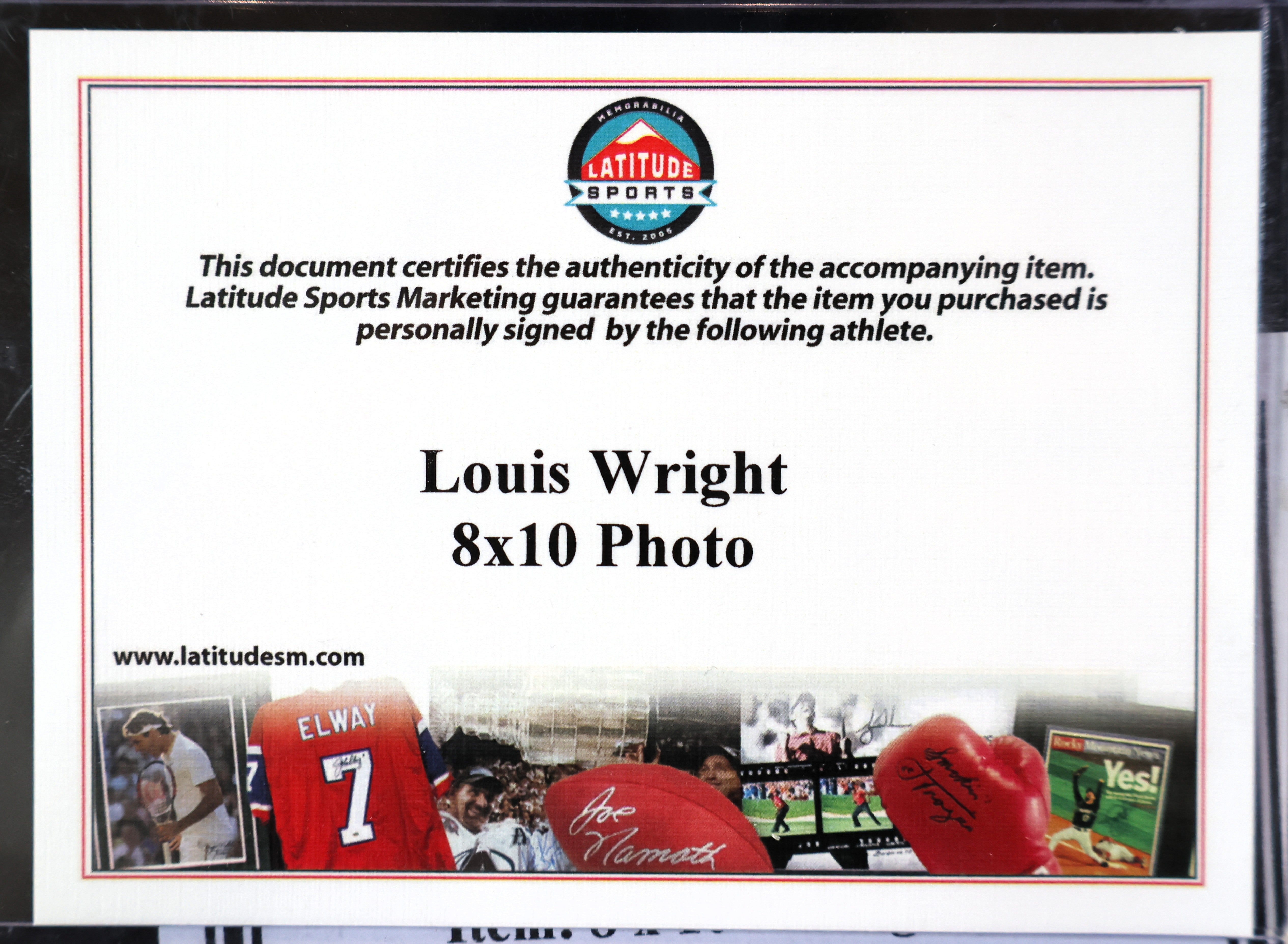 Louie Wright Autographed 8x10 Photo with Plaque