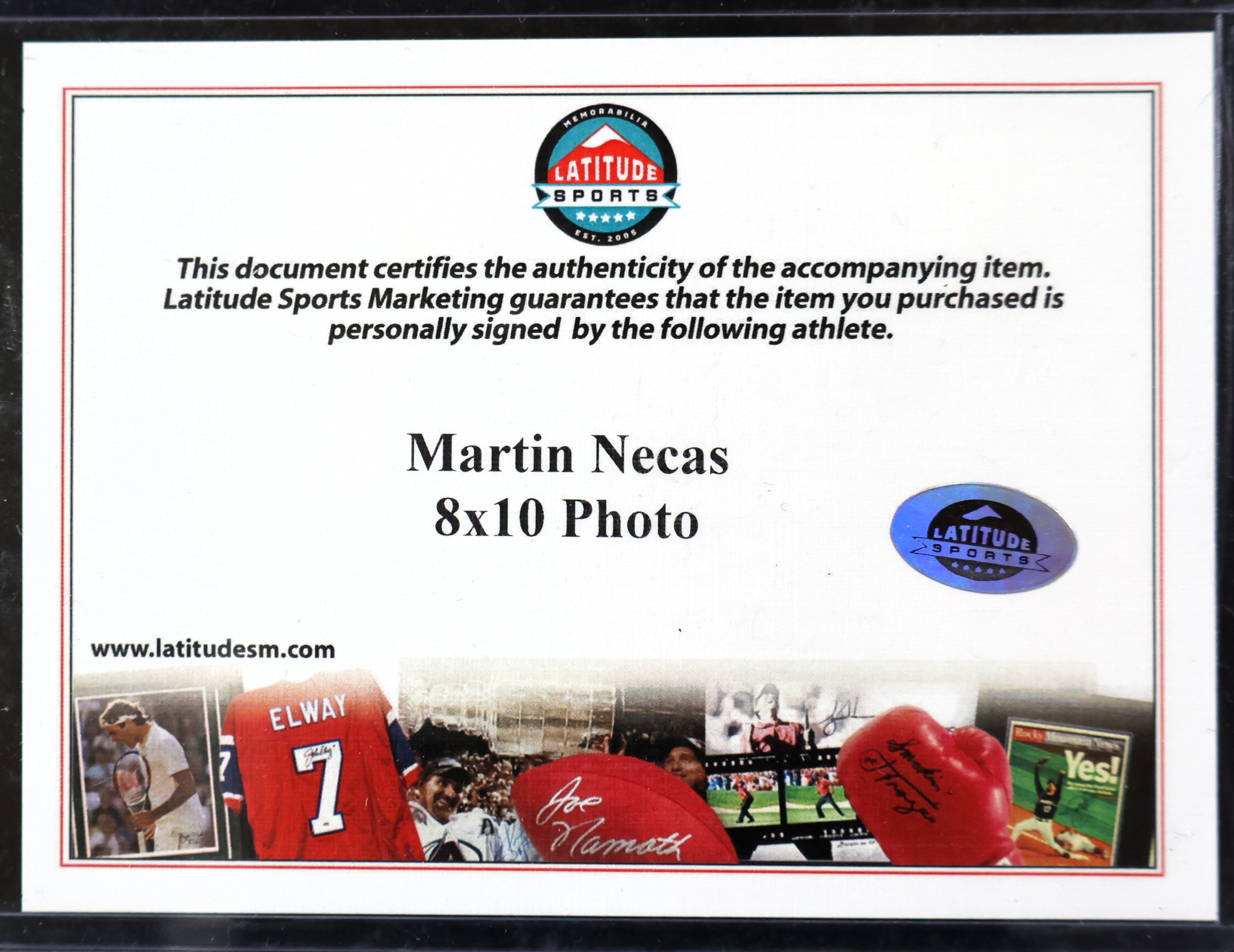 Martin Necas Autographed 8x10 Photo with Plaque Fanatics COA