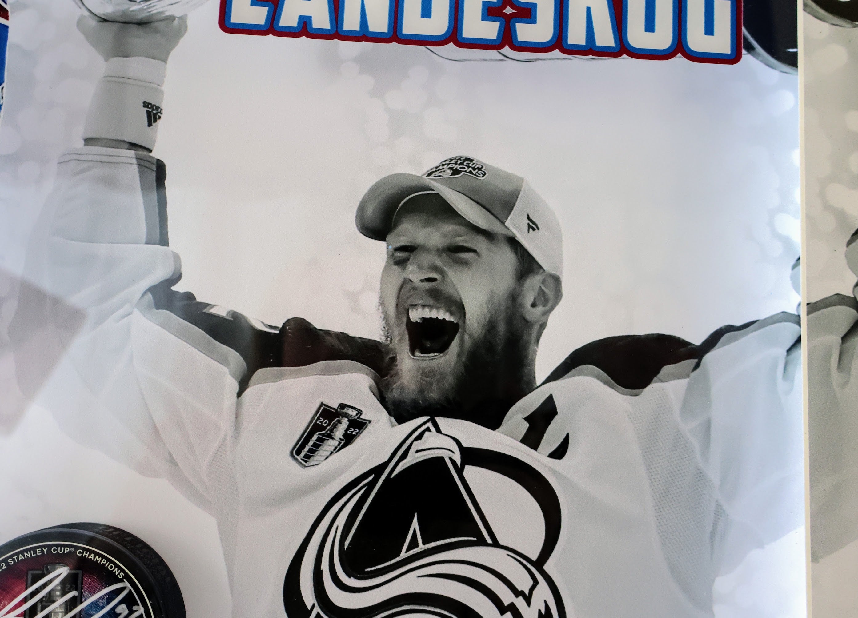 Gabriel Landeskog Signed 2022 Stanley Cup Puck - Illuminated Frame