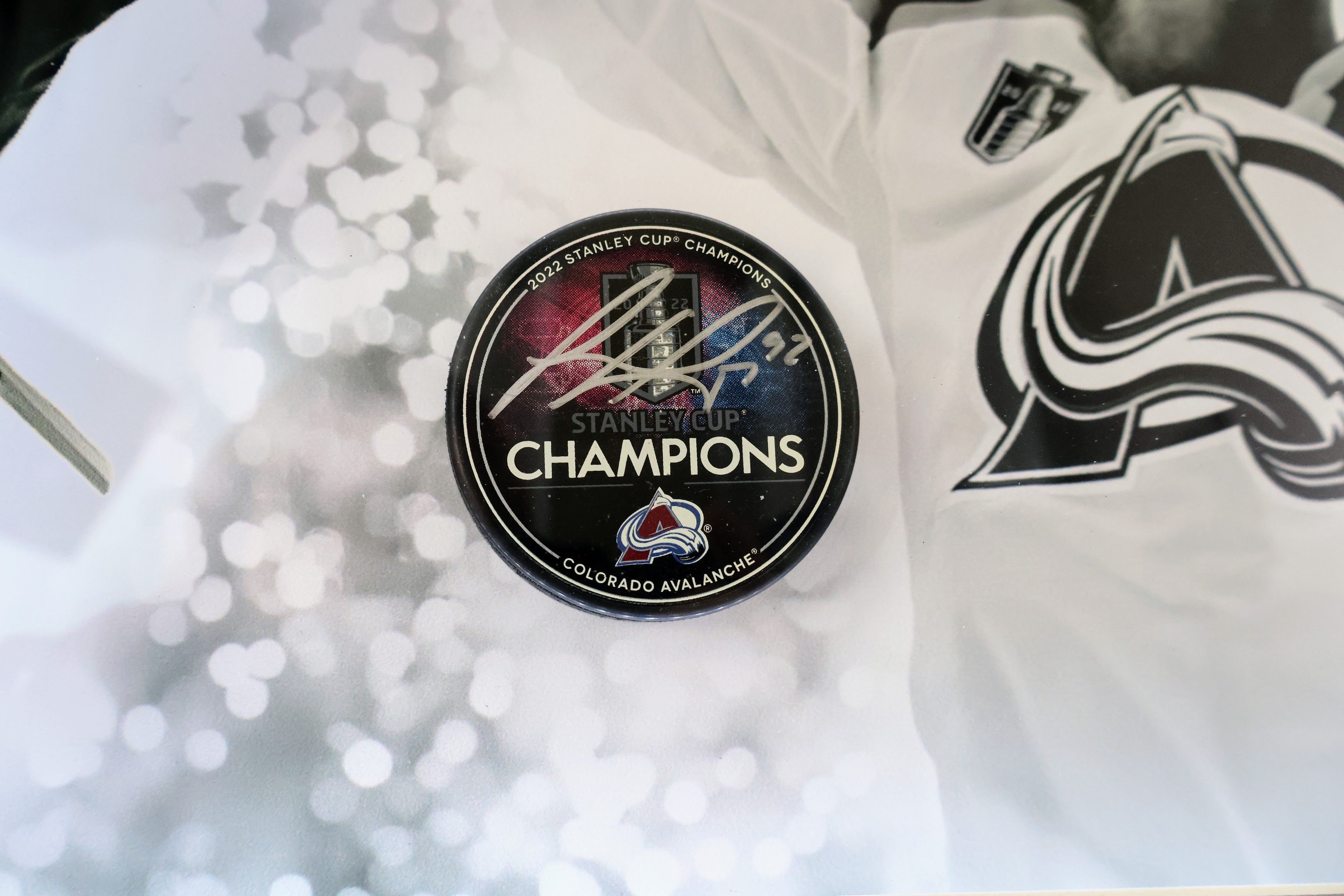 Gabriel Landeskog Signed 2022 Stanley Cup Puck - Illuminated Frame