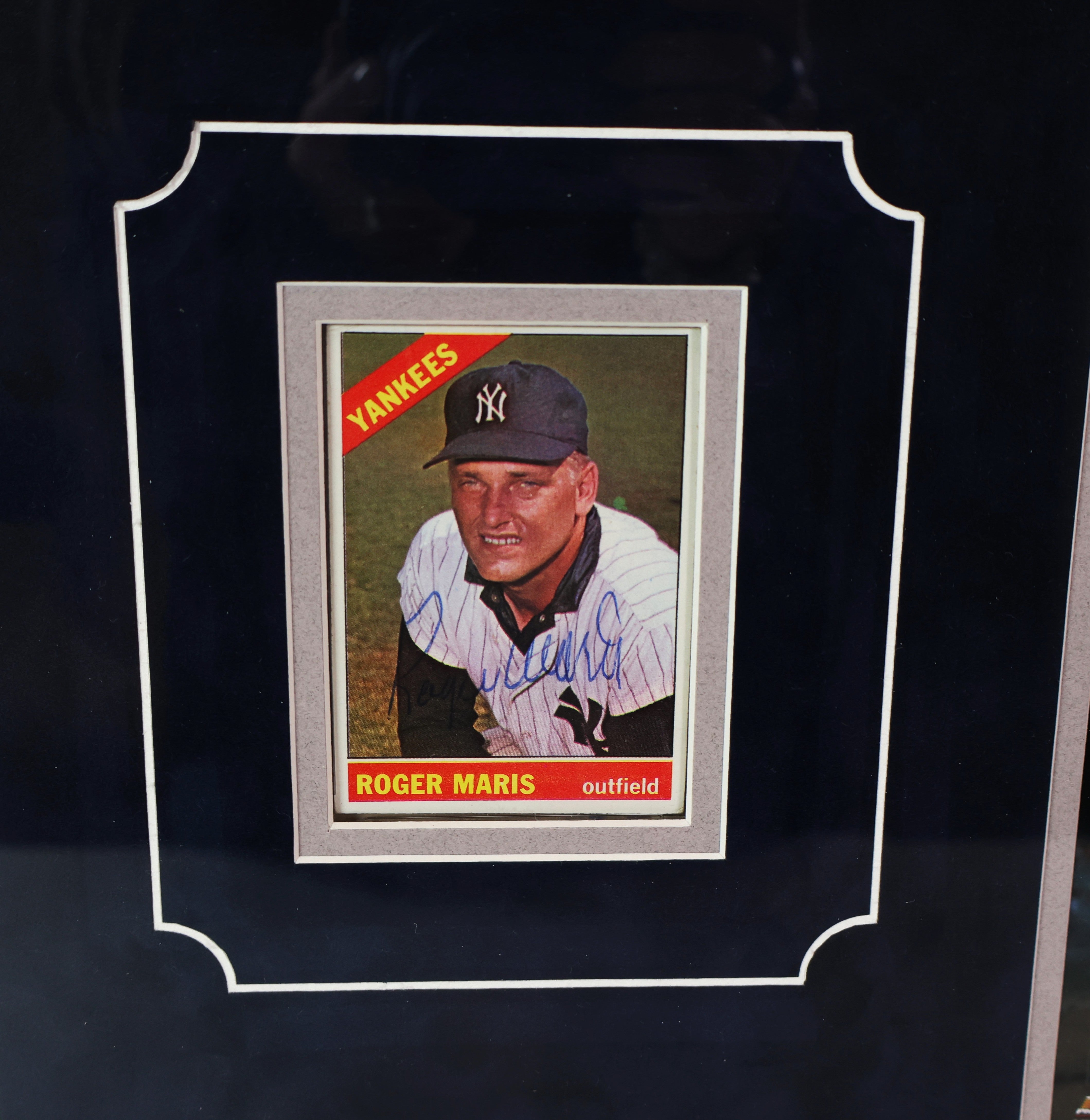 Roger Maris Signed Auto Card in 34"W x 24"H Framed Collage PSA/DNA