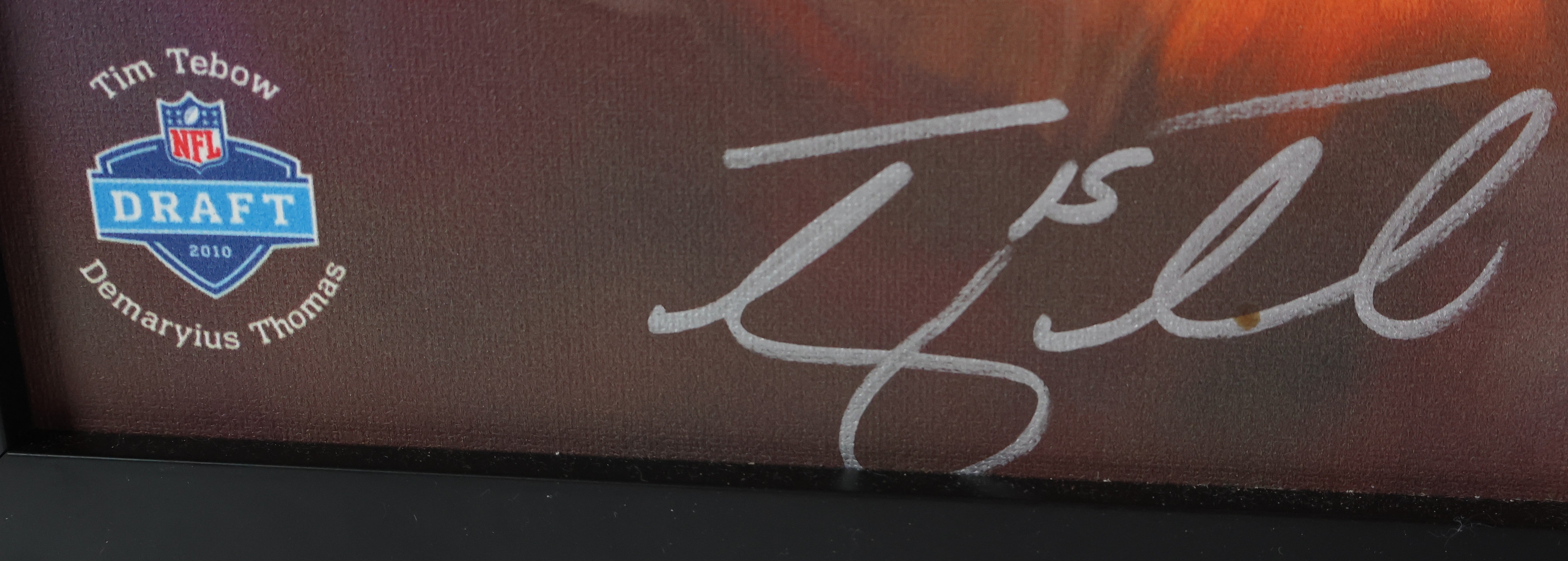 Tim Tebow/Demaryius Thomas Denver Broncos Autographed Framed Canvas Art JSA COA