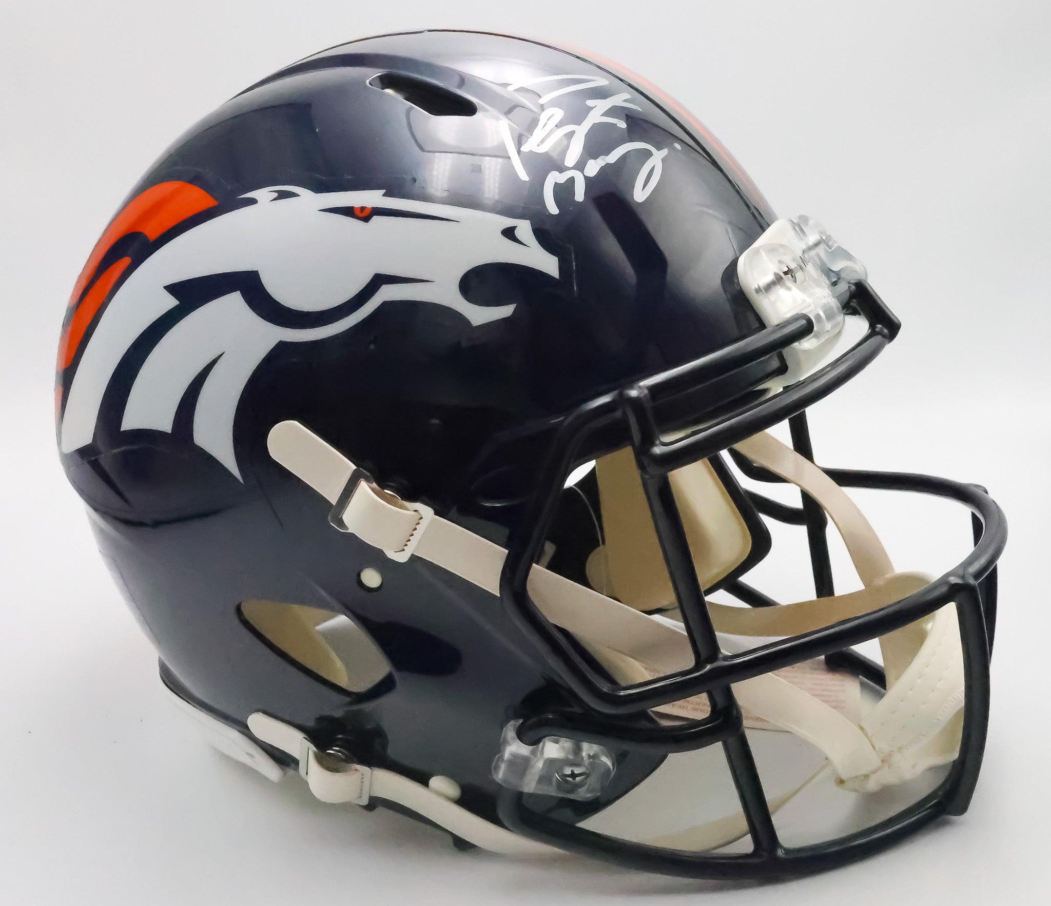 Peyton Manning Autographed Denver Broncos Pro Speed Helmet Fanatics COA - Latitude Sports Marketing