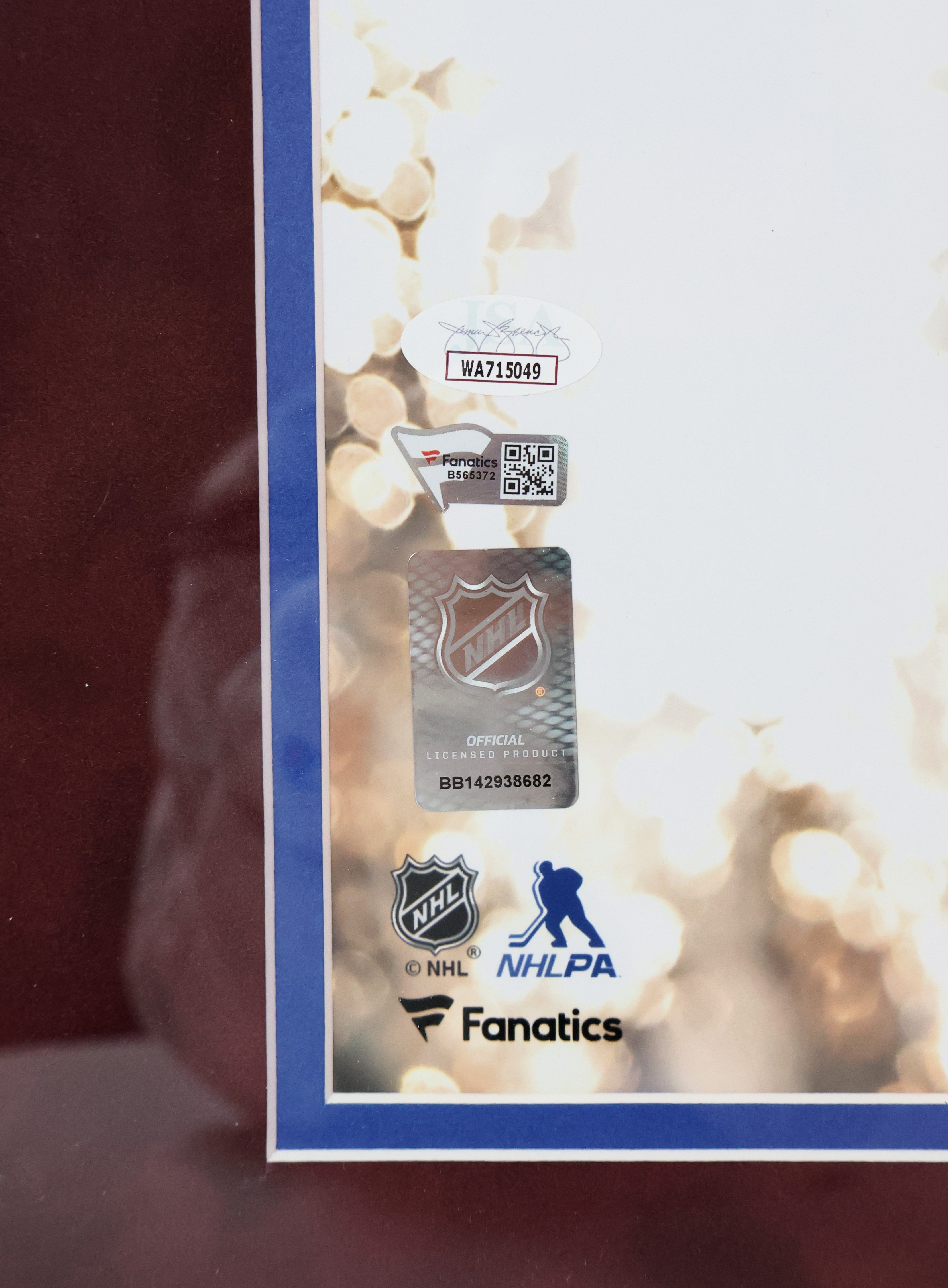 Gabe Landeskog Autographed 16x20 Holding Cup Photo Red Matte Deluxe Framed JSA COA