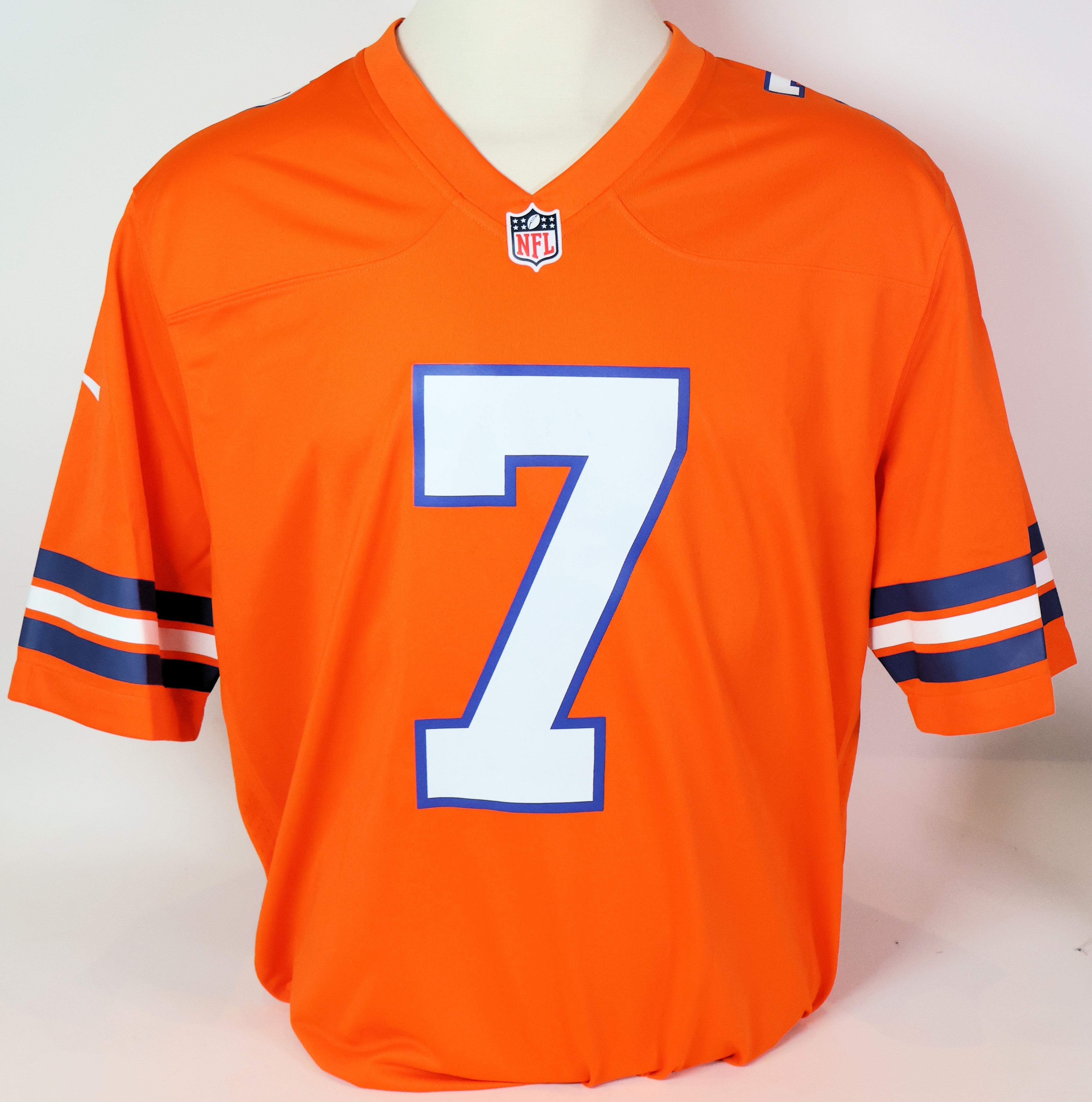 John Elway Autographed Denver Broncos Orange Large Jersey Inscribed "1987 NFL MVP" Beckett COA