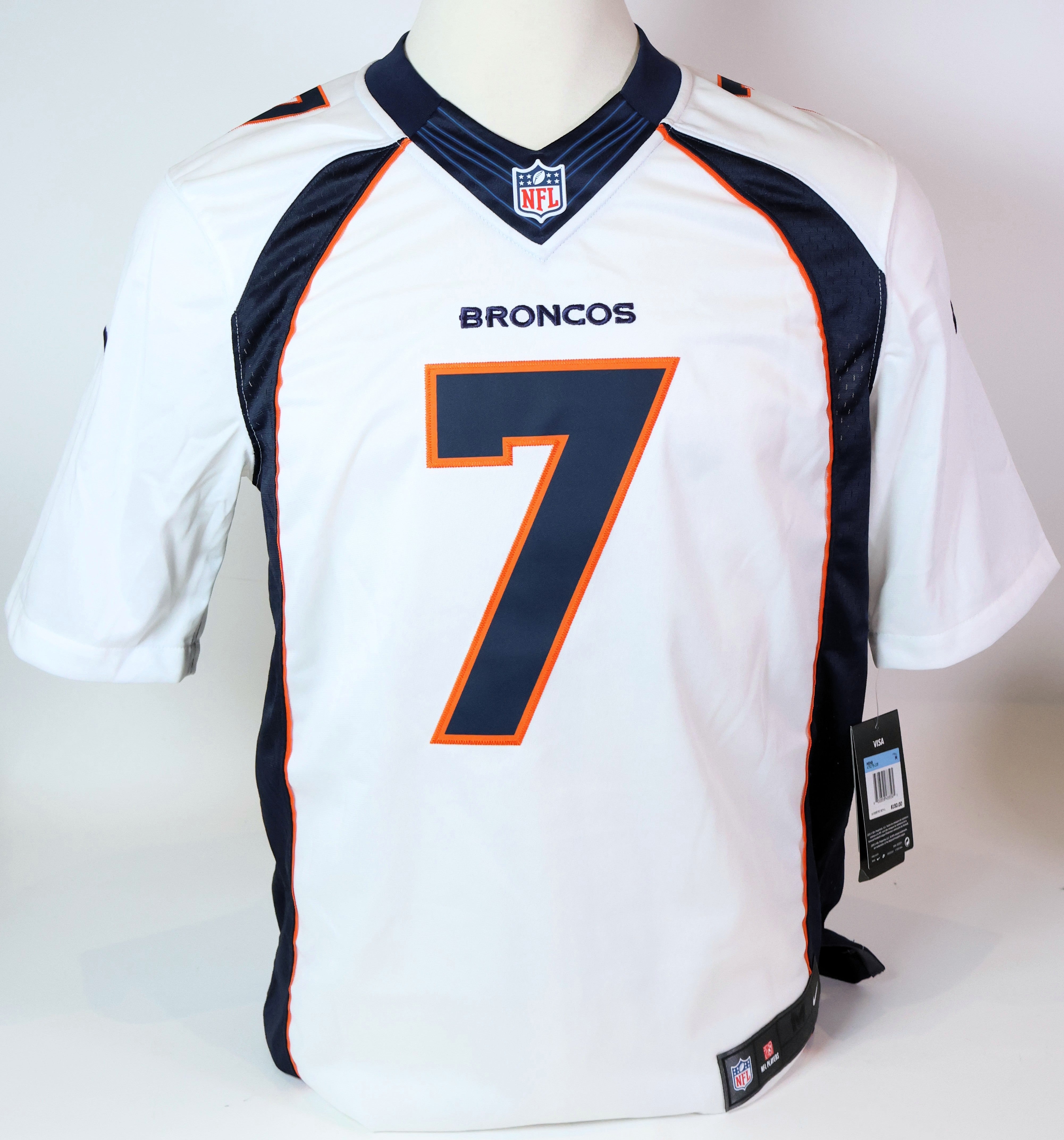 John Elway Autographed Denver Broncos Nike White Medium Jersey Beckett COA