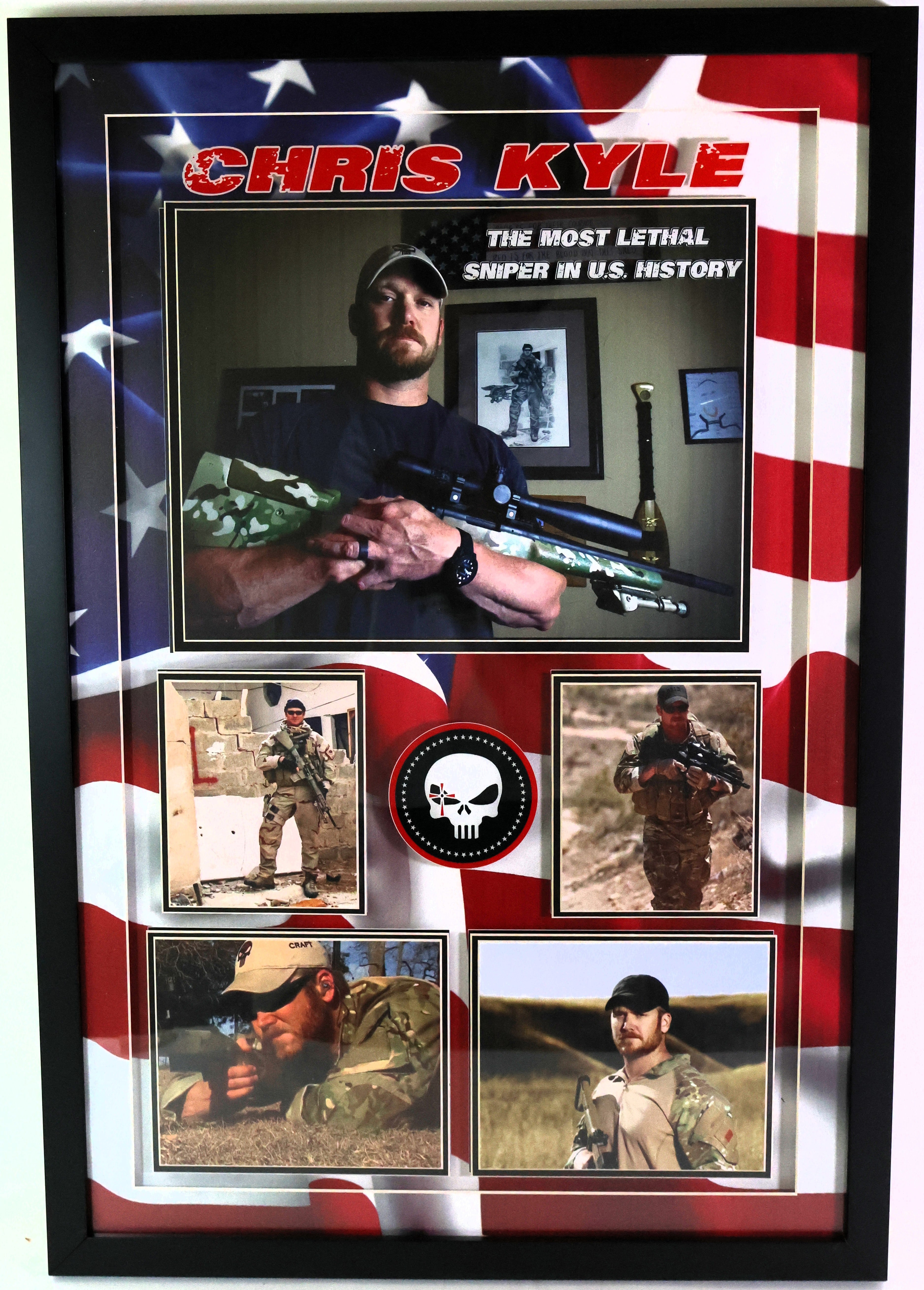 Chris Kyle American Sniper Framed 20x30 Piece (Charity) - Latitude Sports Marketing