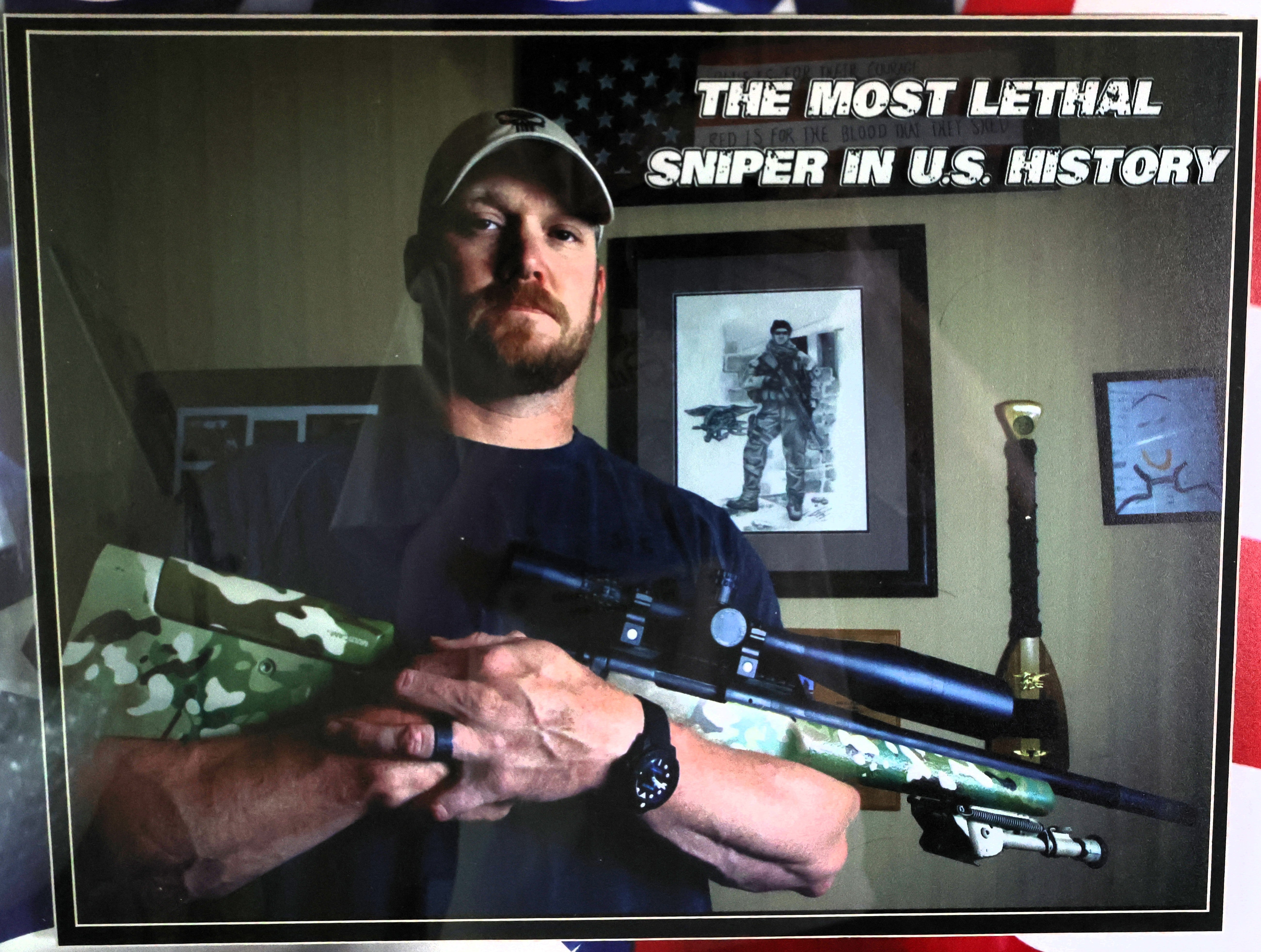 Chris Kyle American Sniper Framed 20x30 Piece (Charity) - Latitude Sports Marketing