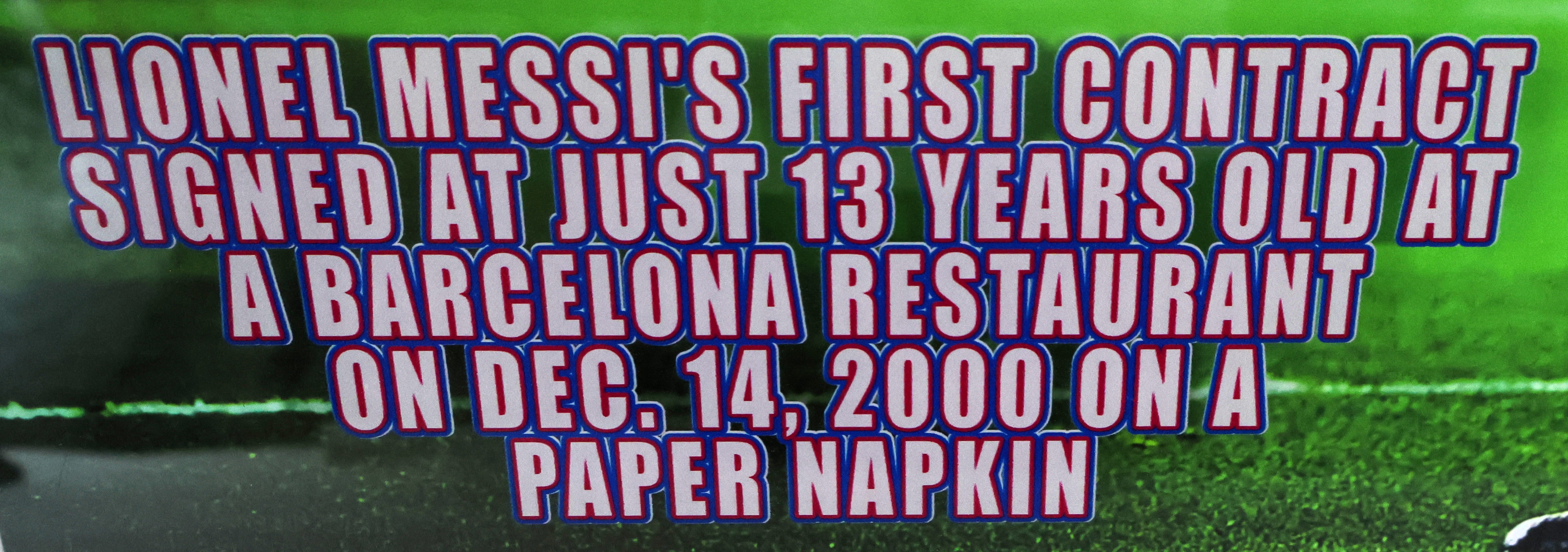 Lionel Messi Argentina 24" x 24" Framed Photo with Reprint of Signed Napkin