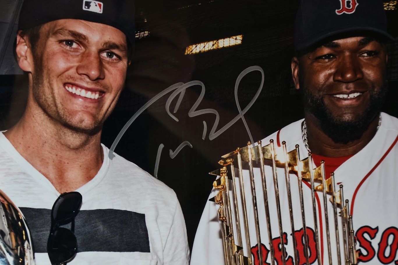 Tom Brady and David Ortiz Autographed 16x20 Photo Framed Tristar and Fanatics COA
