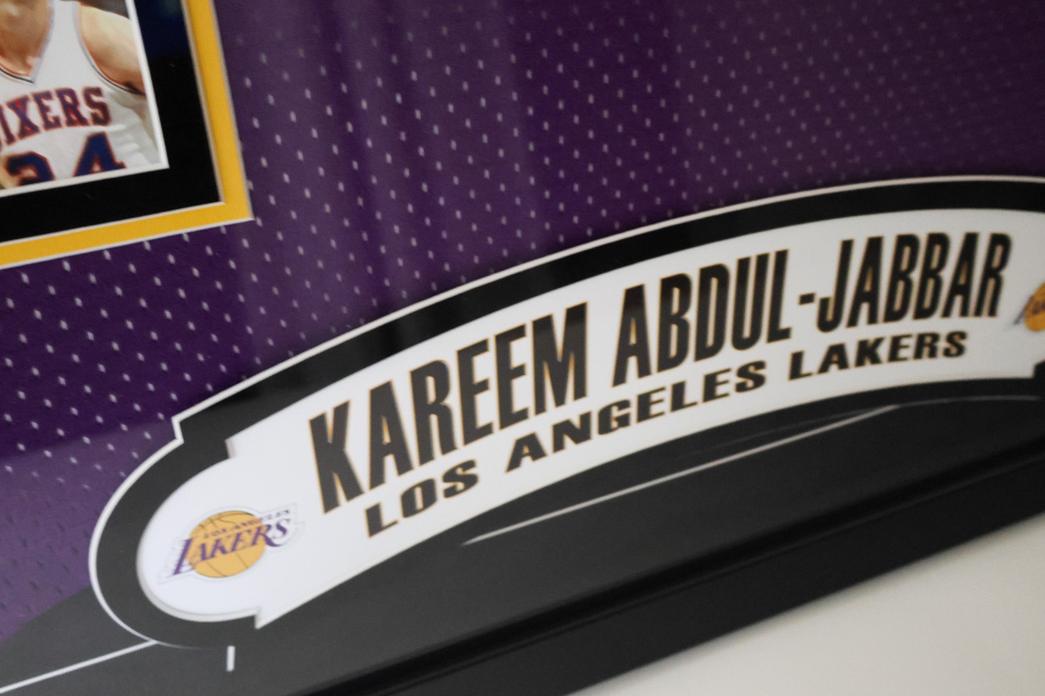 Kareem Abdul-Jabbar Los Angeles Lakers Deluxe Framed Purple Jersey