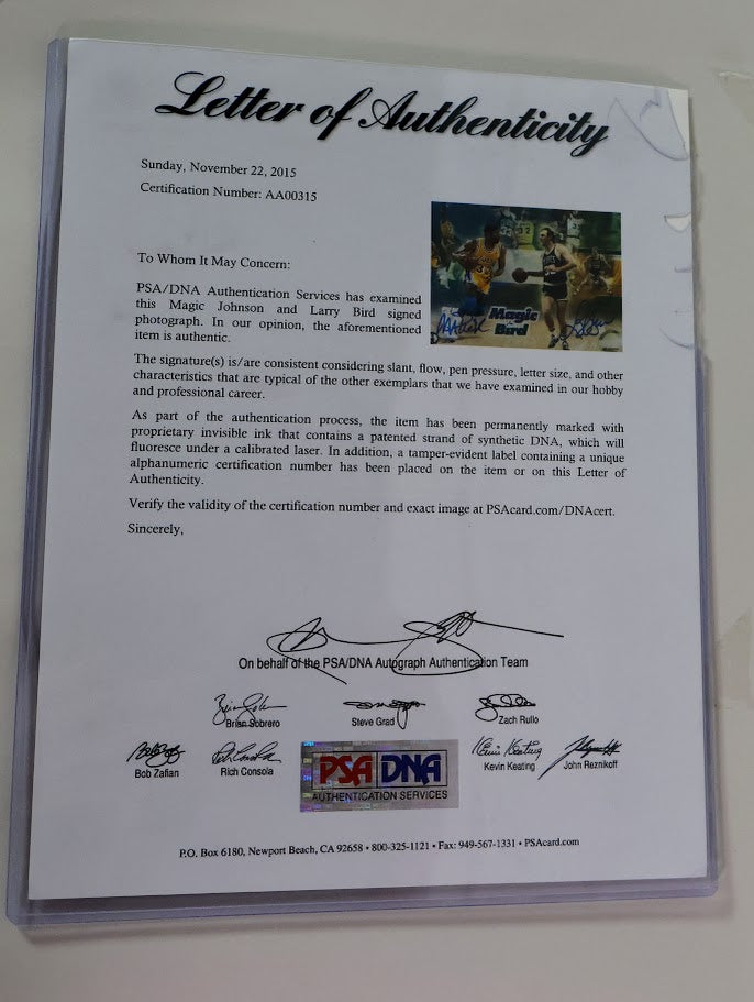 Larry Bird and Magic Johnson 2 Dual Autographed 8x10 Photos Framed PSA LOA