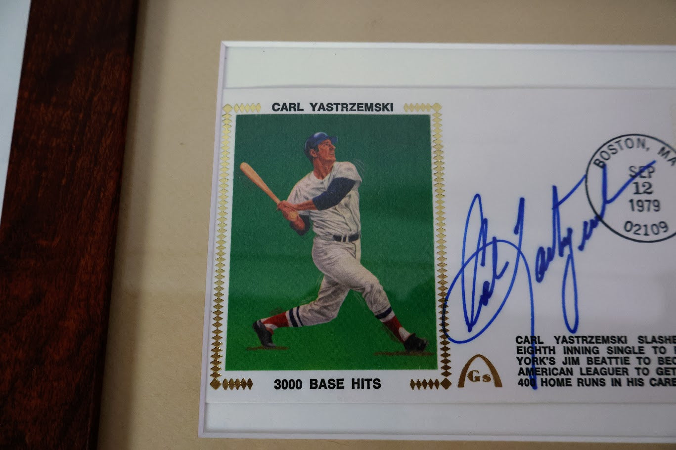 1979 Carl Yastrzemski Red Sox 3000th Hit Autographed Cachet Envelope JSA COA