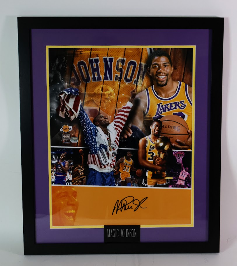 Magic Johnson Autographed 16x20 Photo Collage Framed Fanatics COA