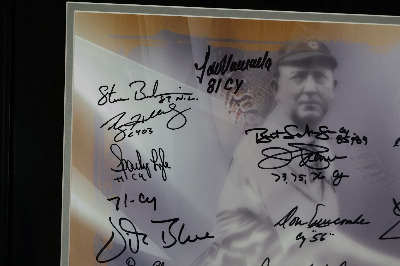Cy Young Award Winner Multiple Autographs With Koufax 16x20 Photo Framed PSA LOA