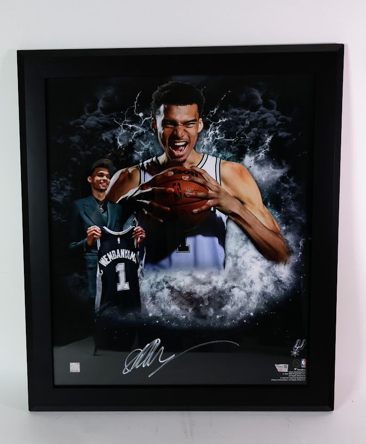 Victor Wembanyama Autographed 19.5x23.5 Photo Framed Fanatics COA