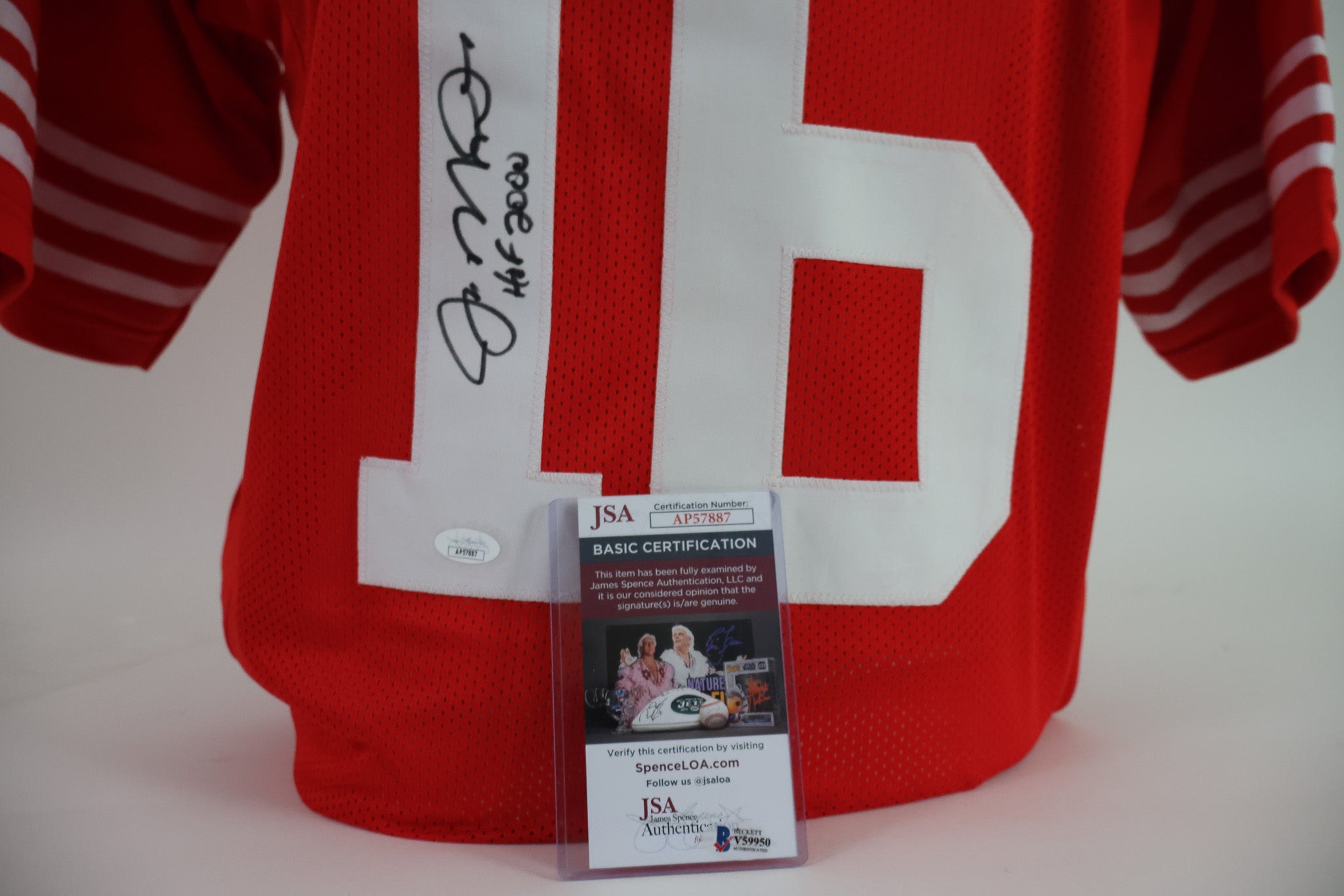 Joe Montana Autographed San Francisco 49ers Jersey inscribed "HOF 2000" JSA COA