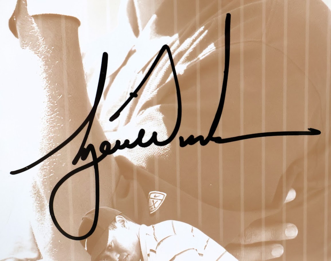 Tiger Woods Autographed 11x14 Photo with 2005 Masters Magazine - Framed UDA Authenticated