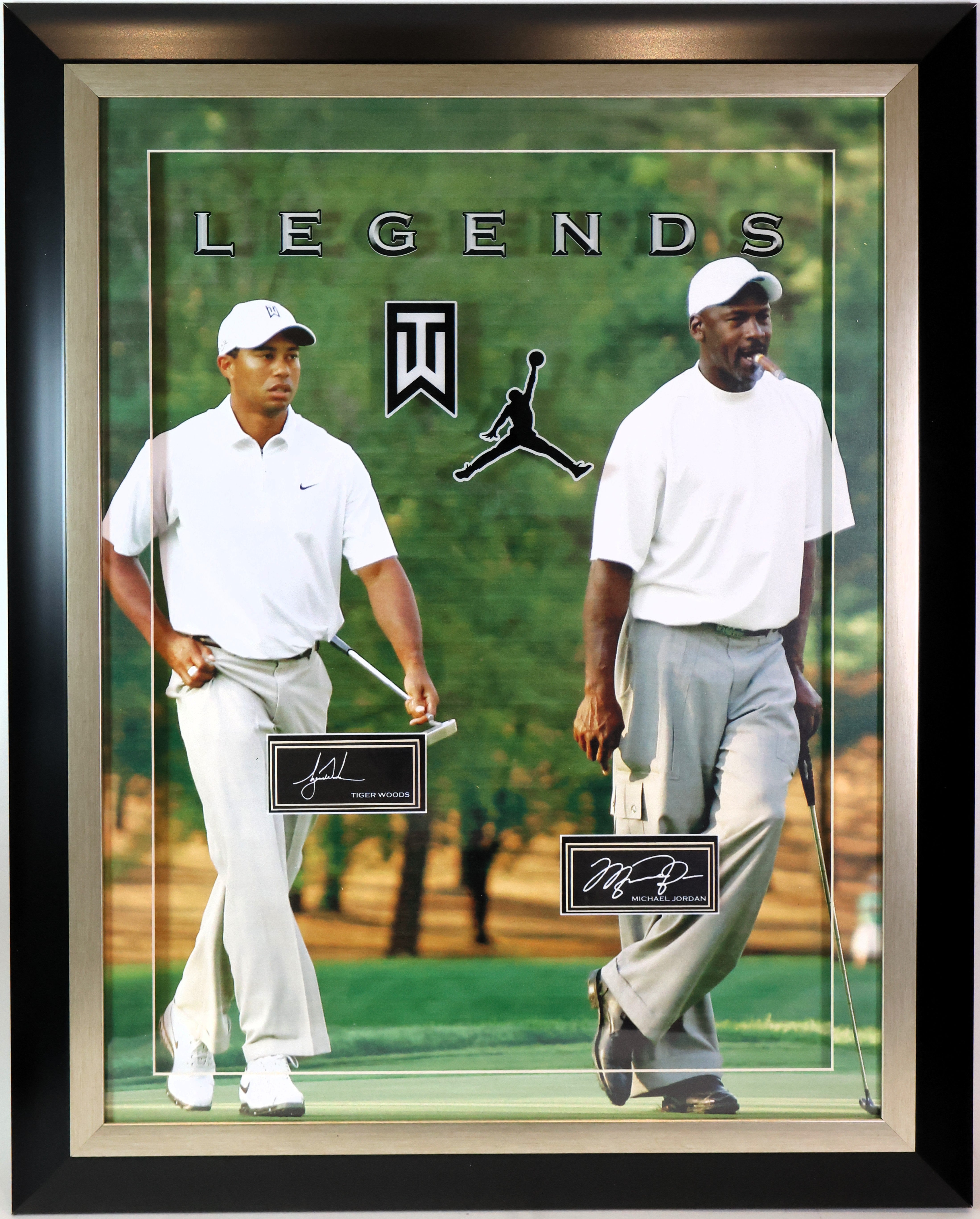 Michael Jordan & Tiger Woods “Legends” Golf Display — Replica Signatures | Deluxe Frame