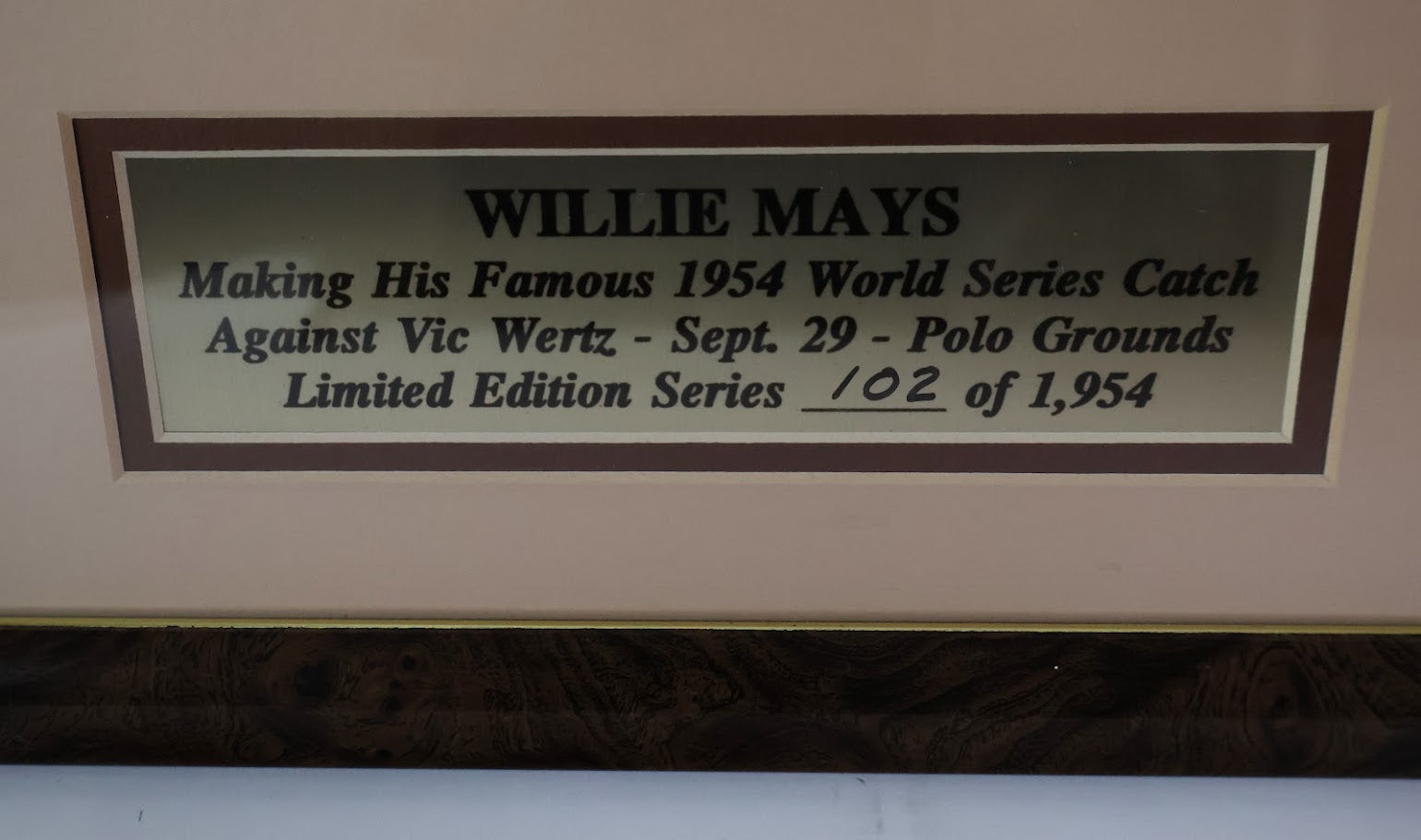 Willie Mays Autographed Baseball Framed w/ 8x10 Photo Stacks of Plaques COA