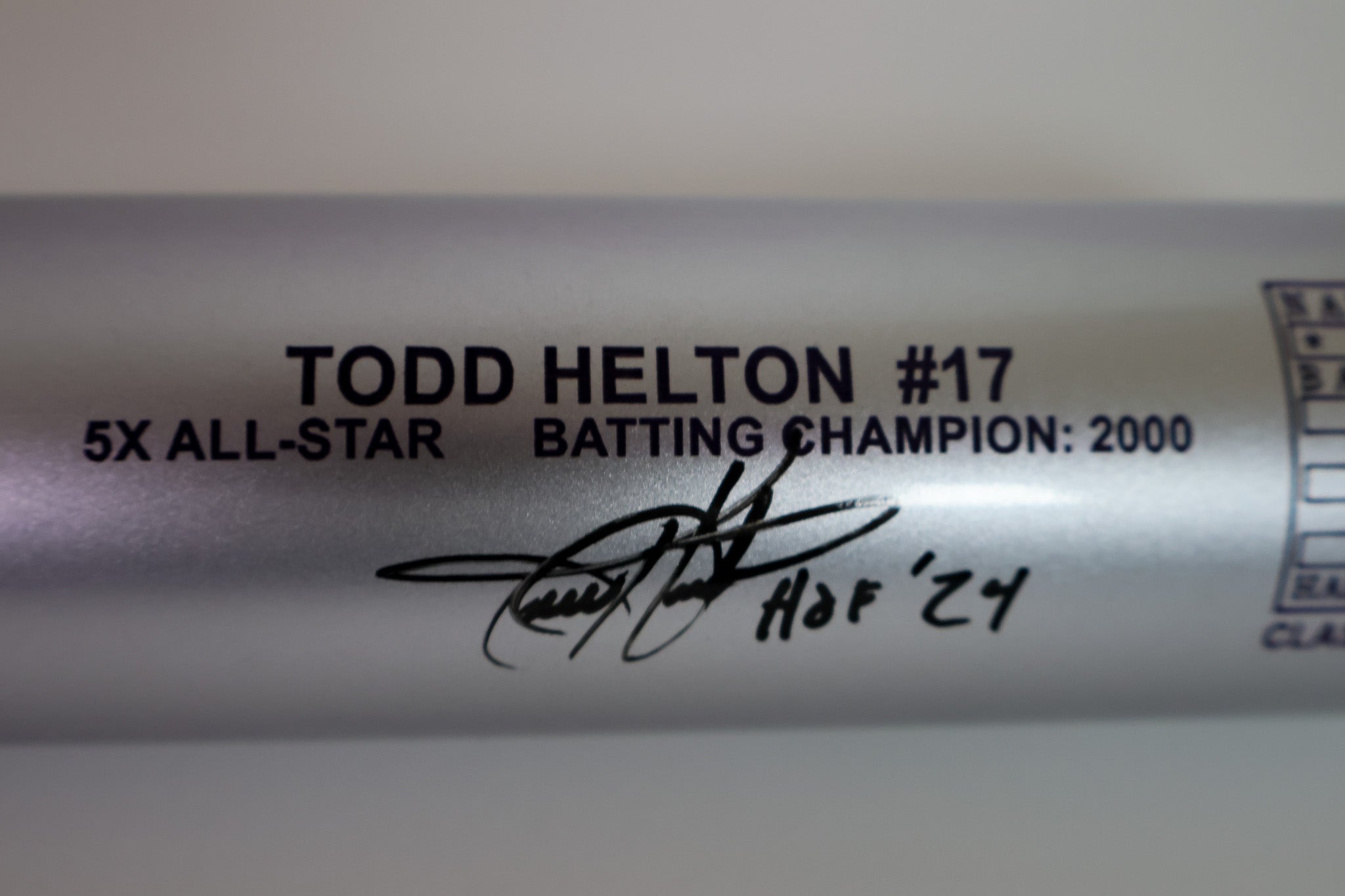 Todd Helton Autographed Purple Chrome Baseball Hall of Fame Bat #18/500