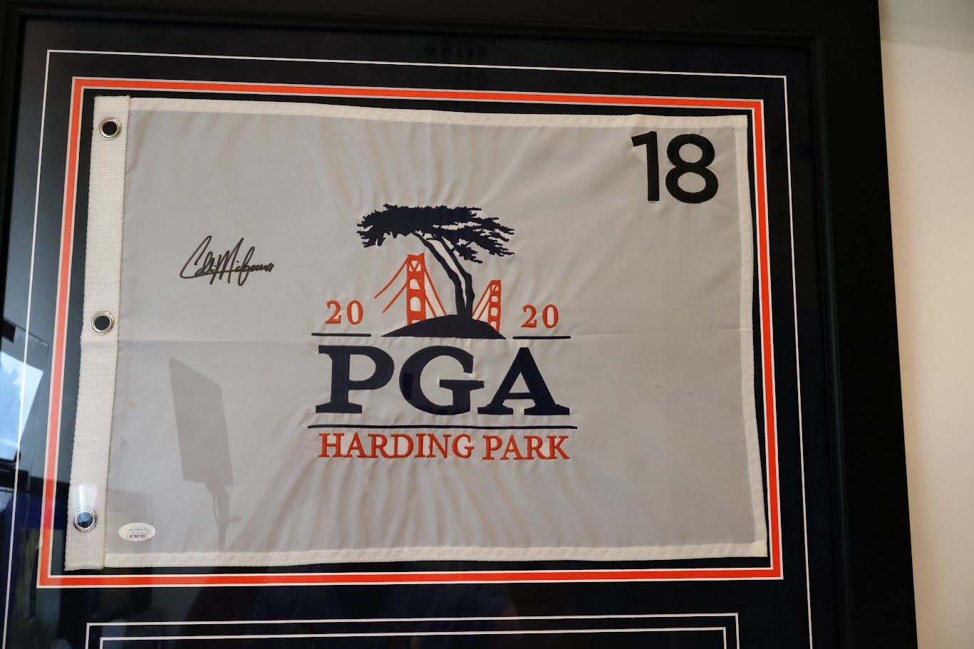 Collin Morikawa Autographed PGA Championship Flag Framed JSA COA