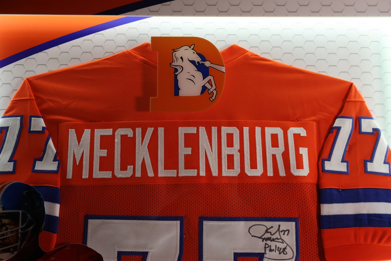Karl Mecklenburg Autographed Denver Broncos Orange Custom Jersey Lighted Framed Beckett COA