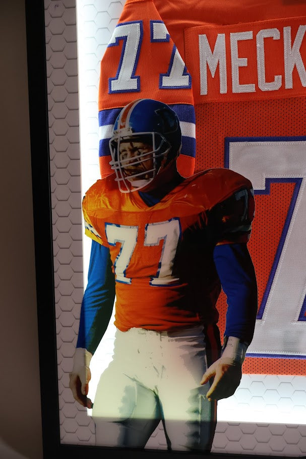 Karl Mecklenburg Autographed Denver Broncos Orange Custom Jersey Lighted Framed Beckett COA