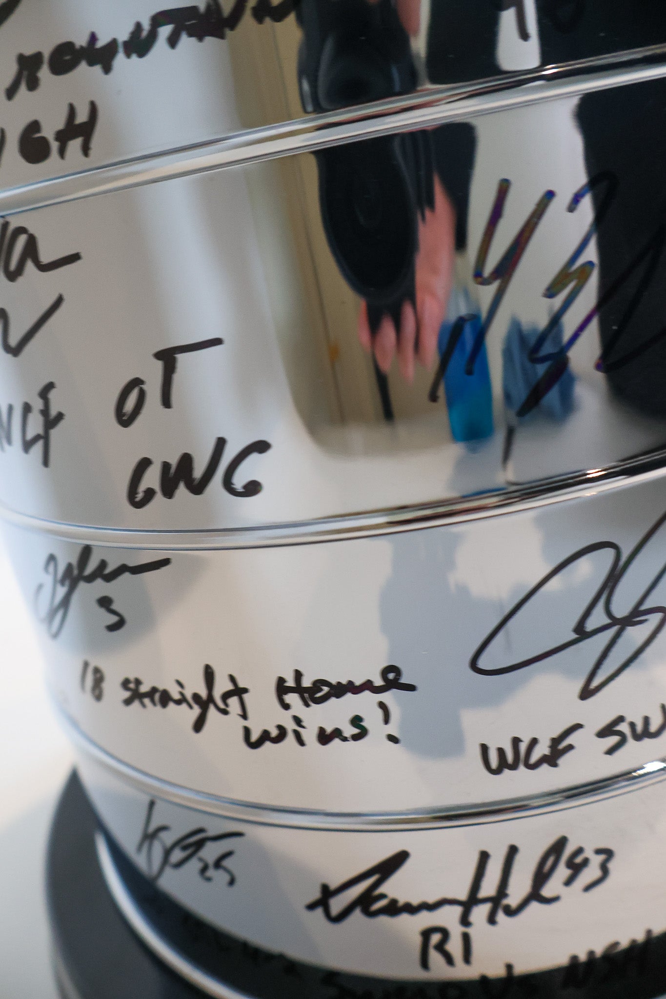 Colorado Avalanche Autographed Stanley Cup From 2022 Stanley Cup Team 18 Signatures and Inscribed By Each Player