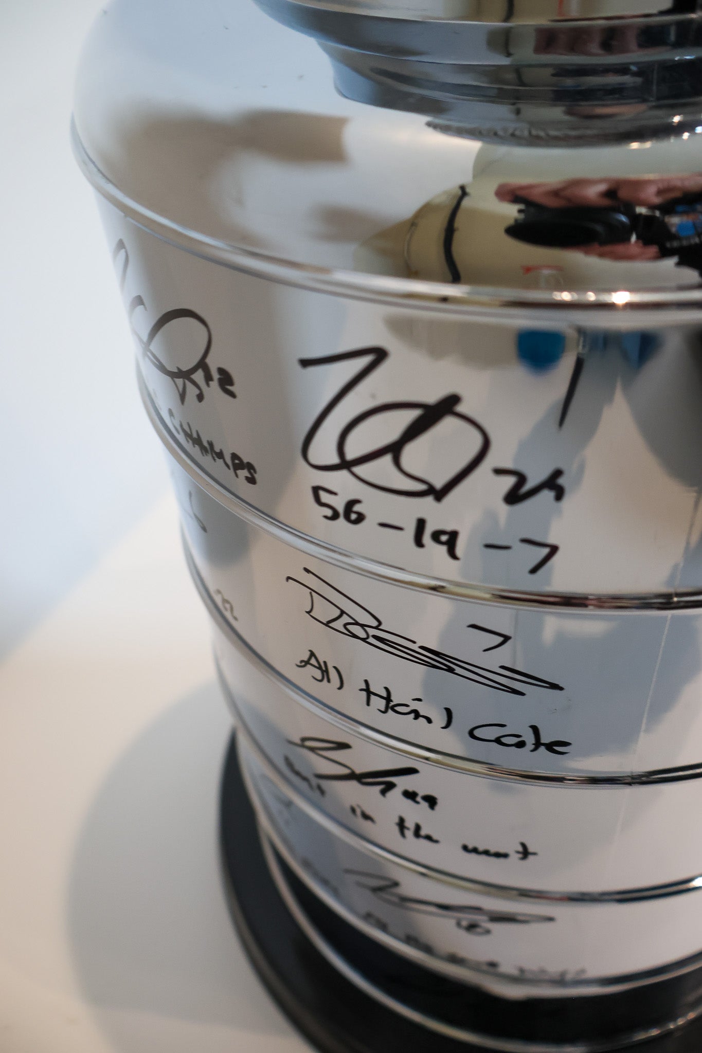 Colorado Avalanche Autographed Stanley Cup From 2022 Stanley Cup Team 18 Signatures and Inscribed By Each Player