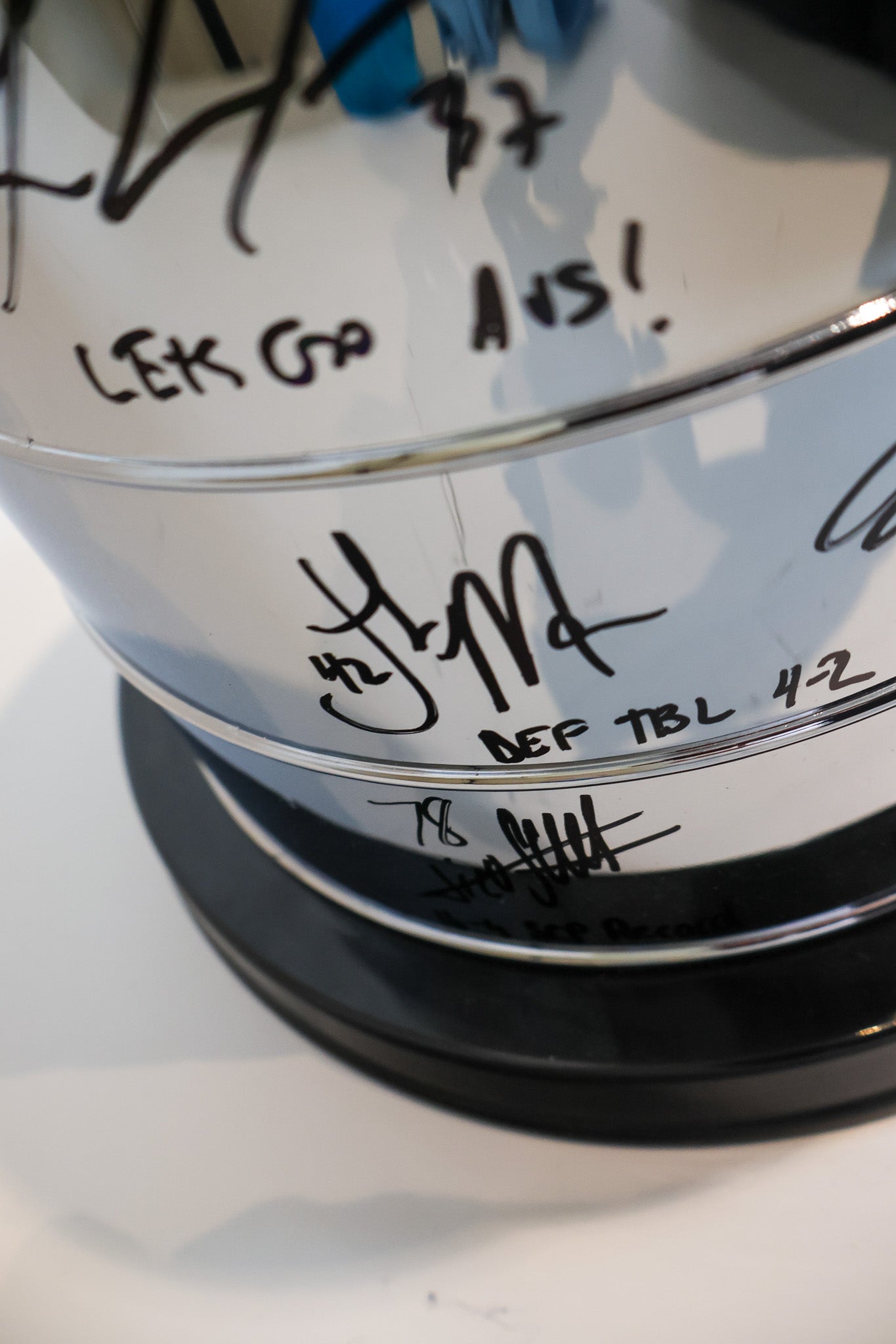 Colorado Avalanche Autographed Stanley Cup From 2022 Stanley Cup Team 18 Signatures and Inscribed By Each Player