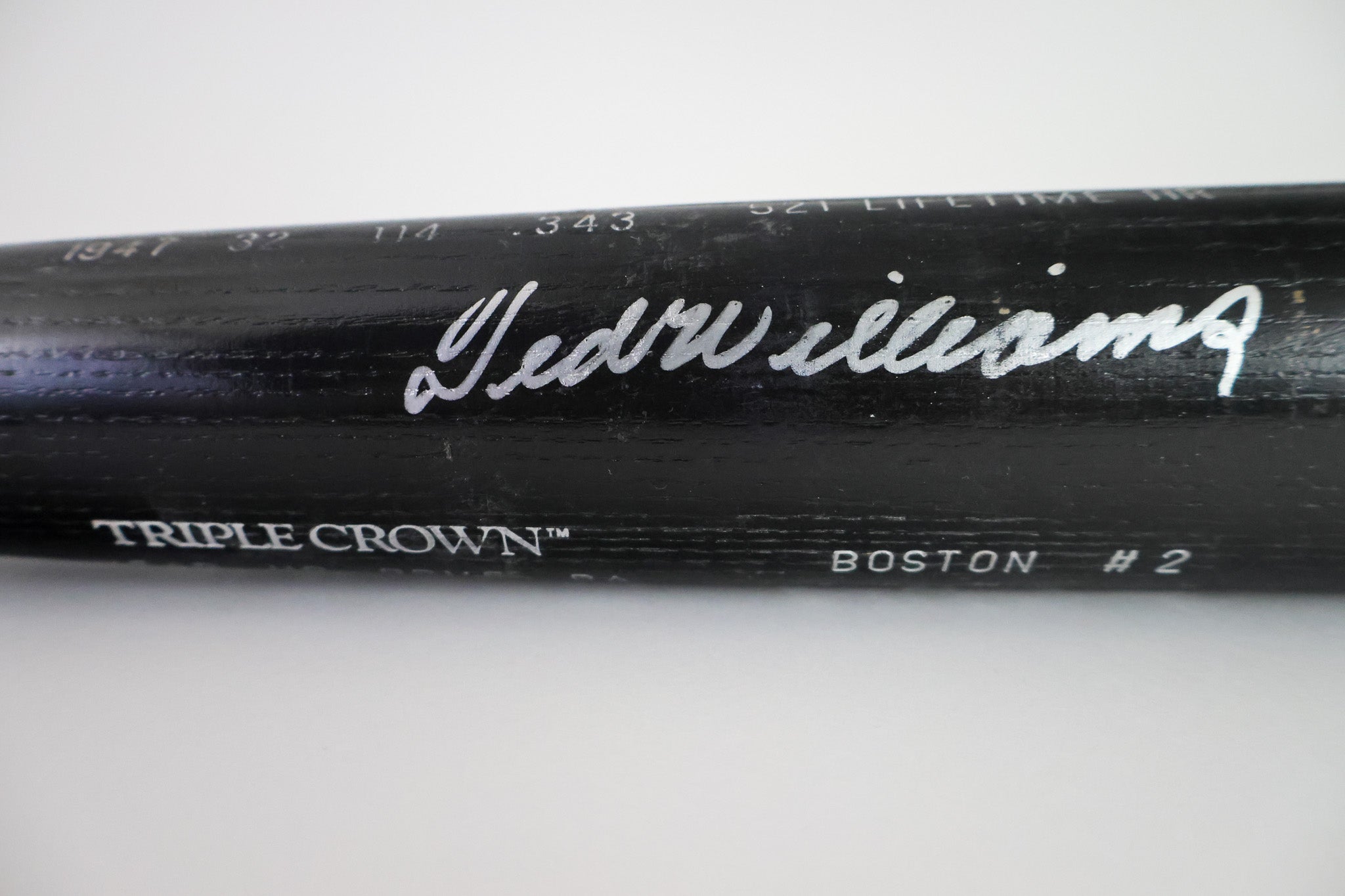 Ted Williams and Carl Yastrzemski Autographed Triple Crown Baseball Bat Includes Career Accolades