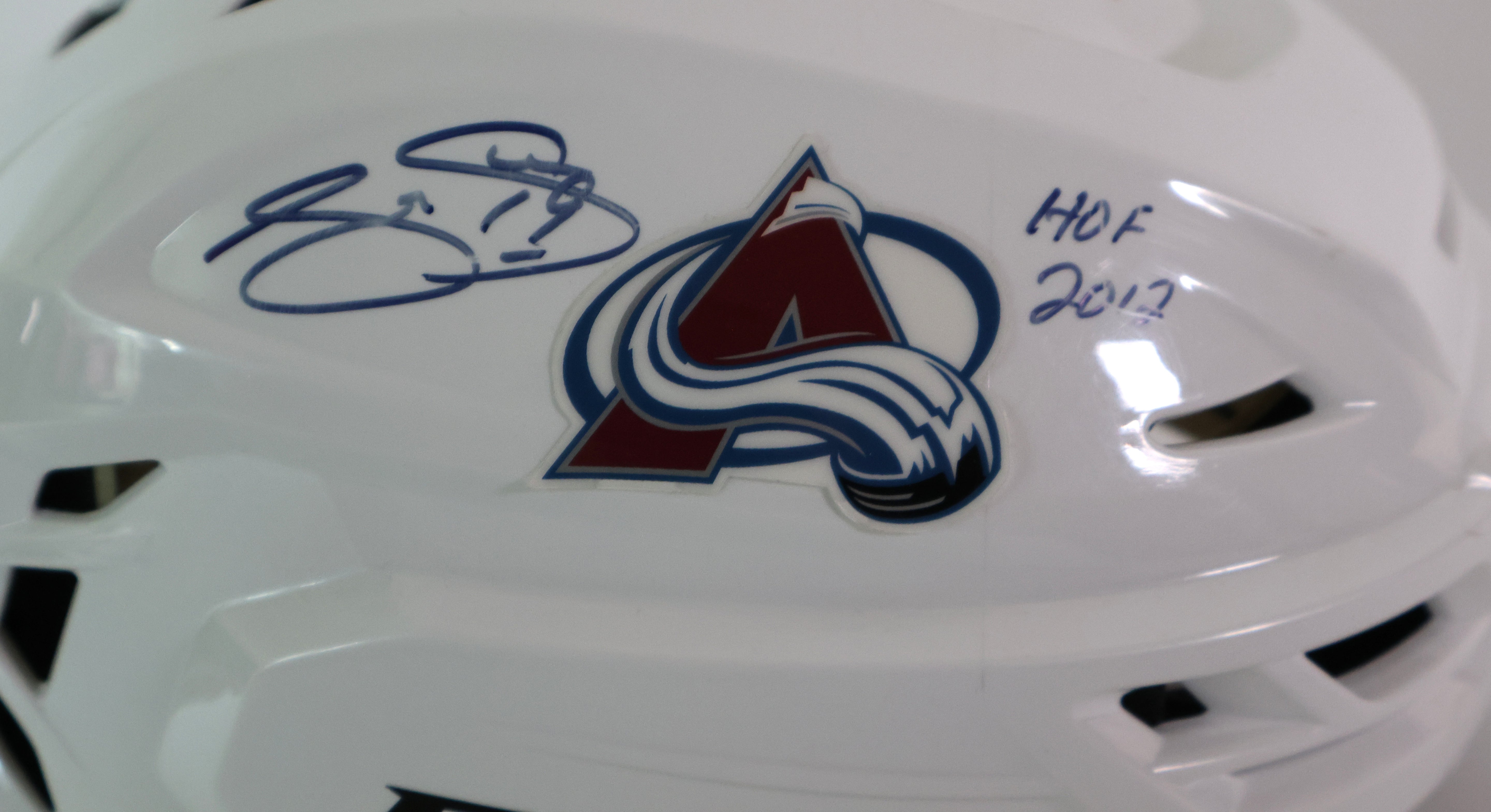 Joe Sakic Autographed/Inscribed  "HOF 2012" Colorado Avalanche CCM Helmet