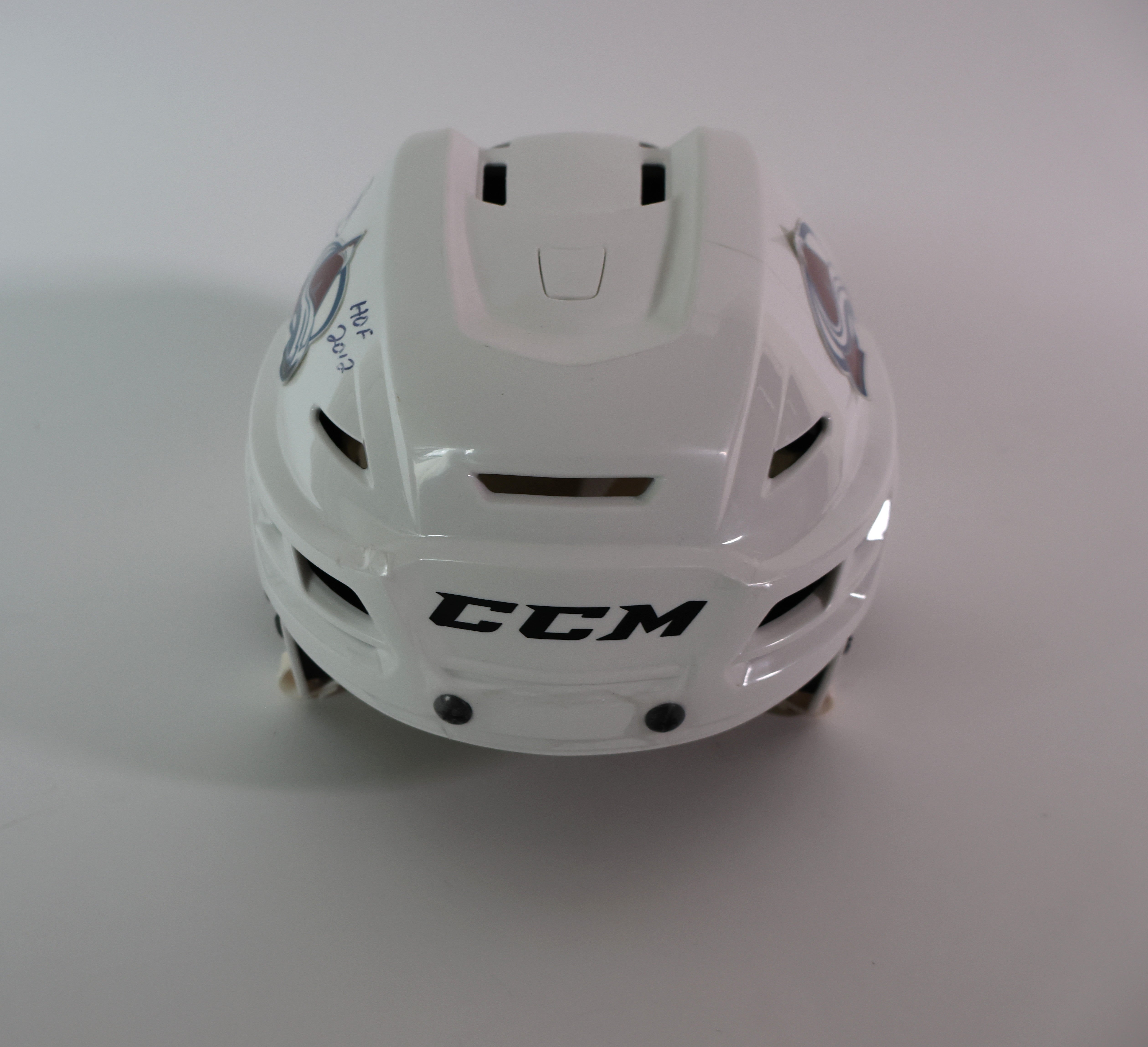 Joe Sakic Autographed/Inscribed  "HOF 2012" Colorado Avalanche CCM Helmet