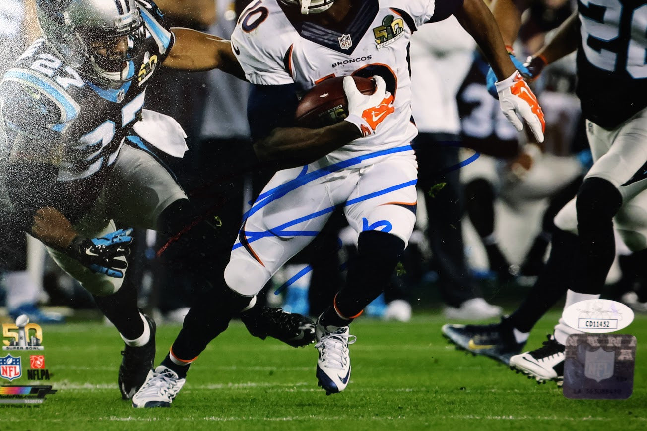 Emmanuel Sanders Autographed 8x10 Photo with Plaque JSA COA