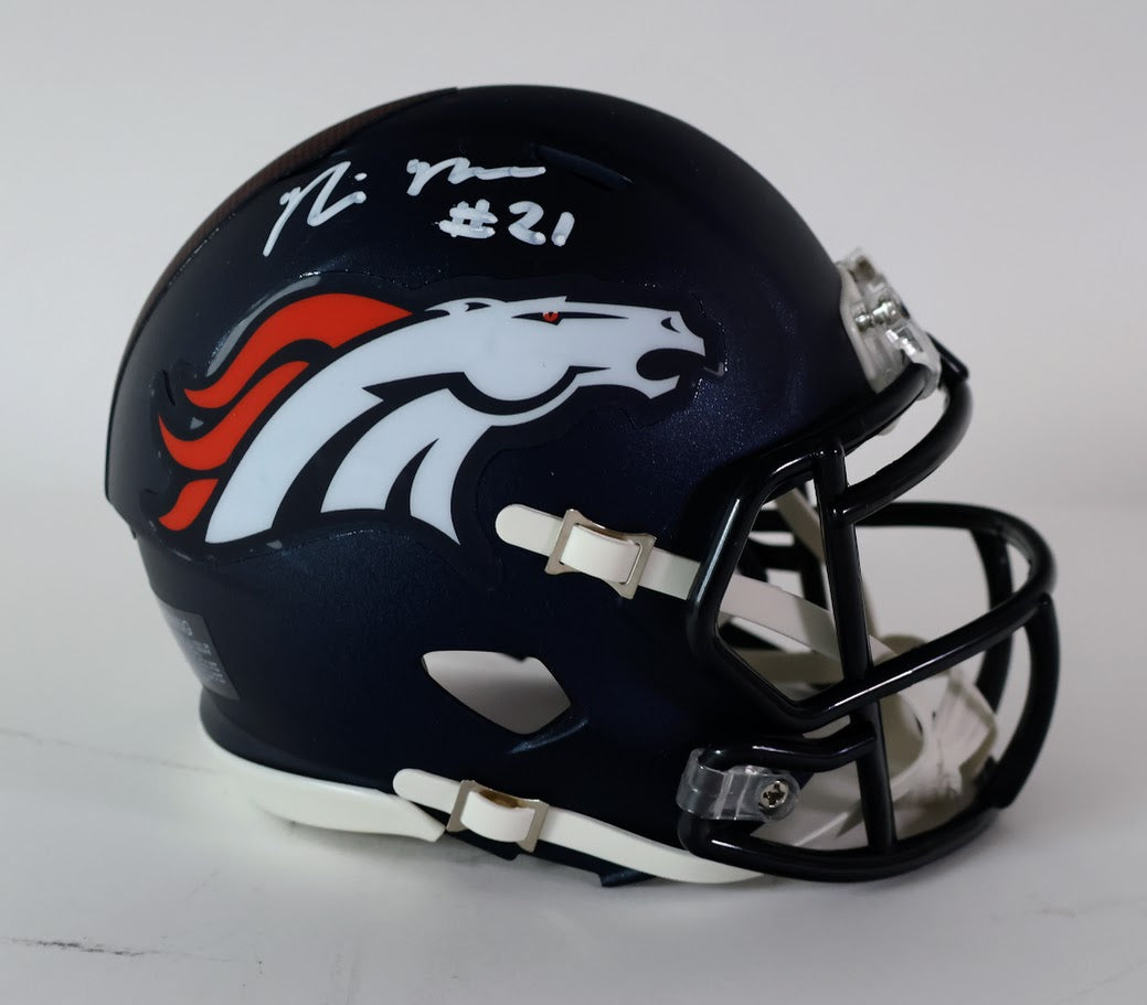 Riley Moss Autographed Denver Broncos Mini Helmet Beckett COA