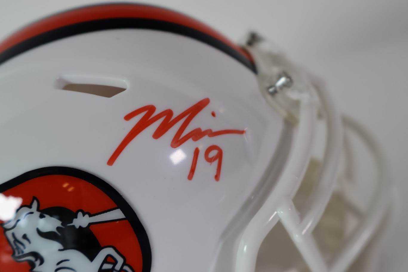Marvin Mims Autographed Denver Broncos Snowcapped Mini Helmet Beckett COA