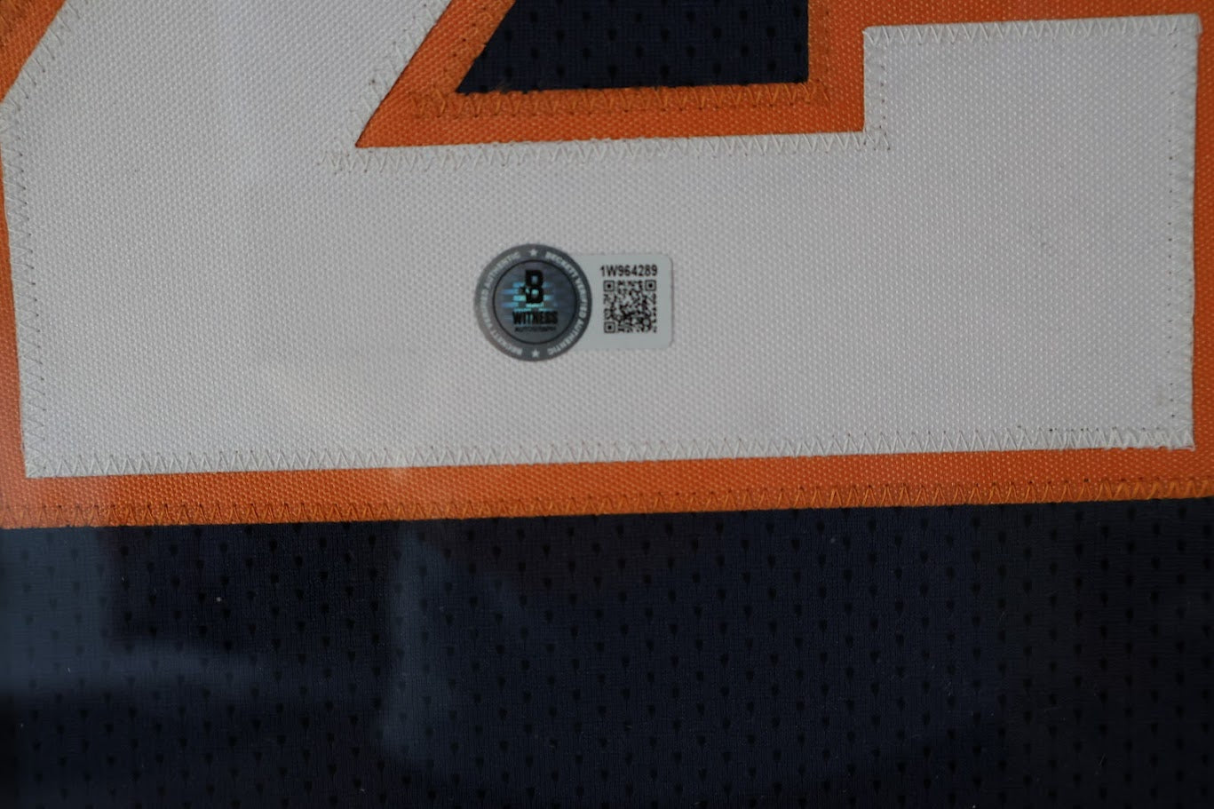 Steve Atwater Autographed Denver Broncos Navy Jersey w/ HOF Inscription Deluxe Framed Beckett COA