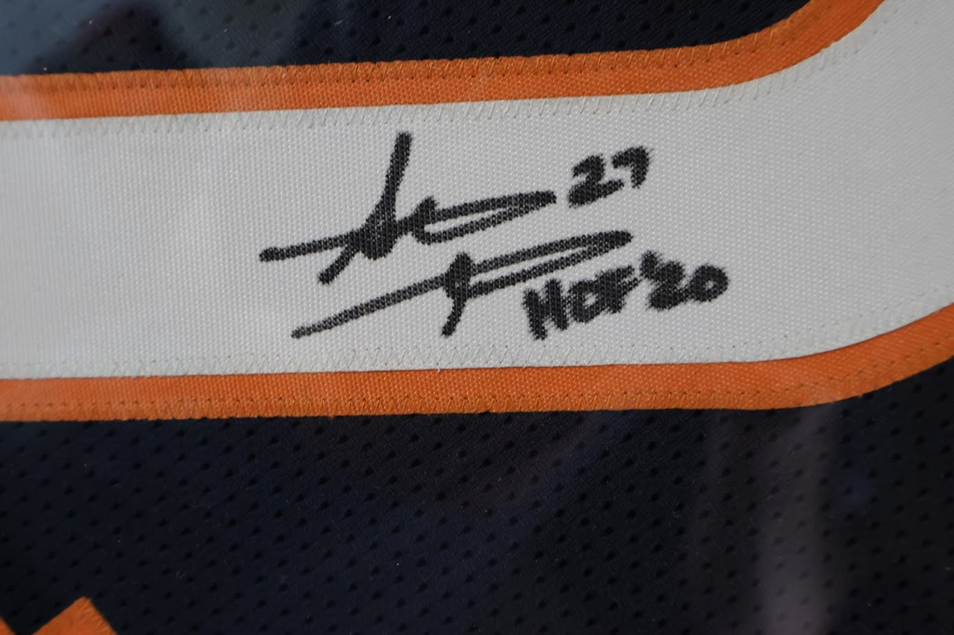 Steve Atwater Autographed Denver Broncos Navy Jersey w/ HOF Inscription Deluxe Framed Beckett COA