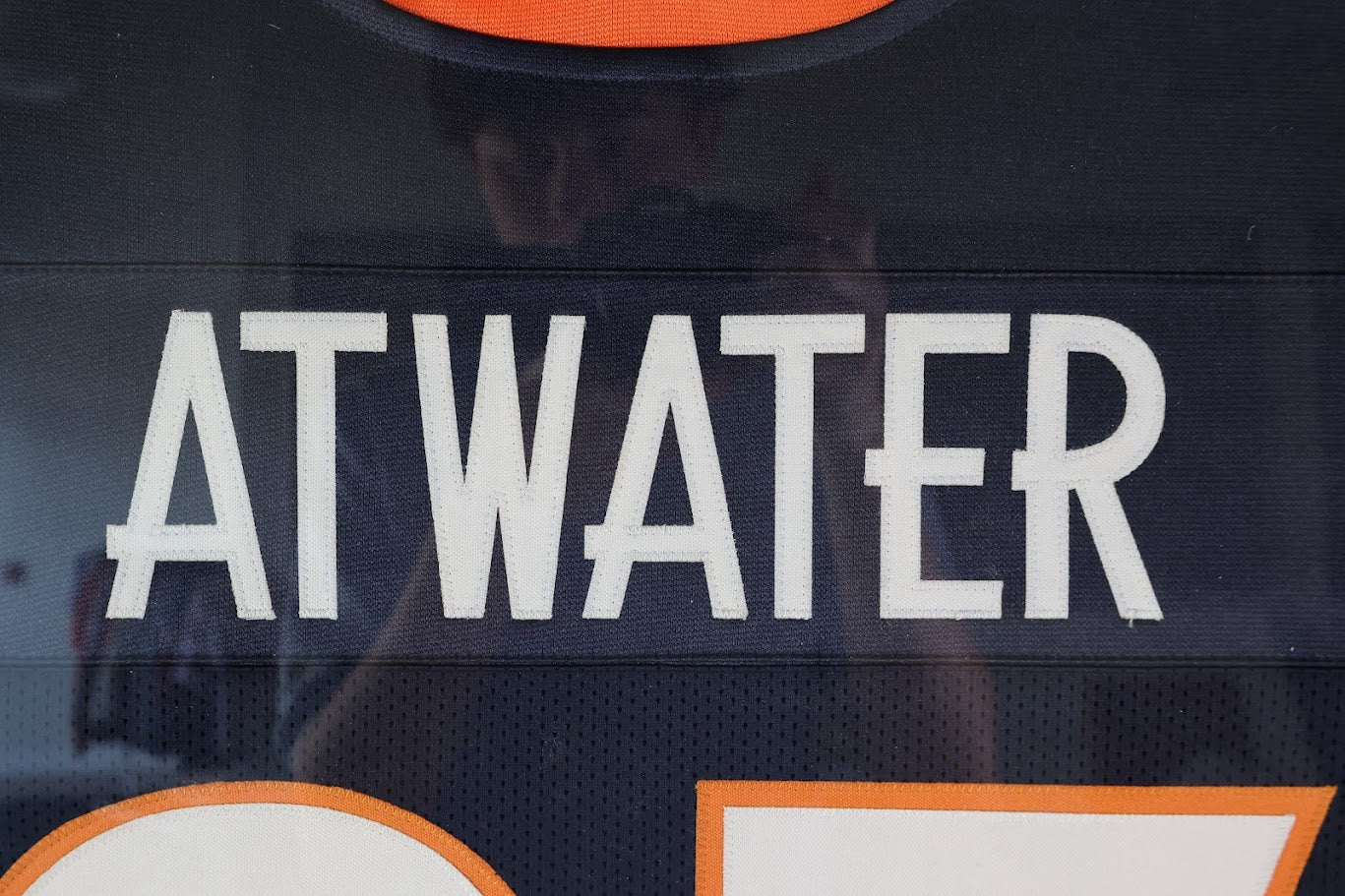 Steve Atwater Autographed Denver Broncos Navy Jersey w/ HOF Inscription Deluxe Framed Beckett COA