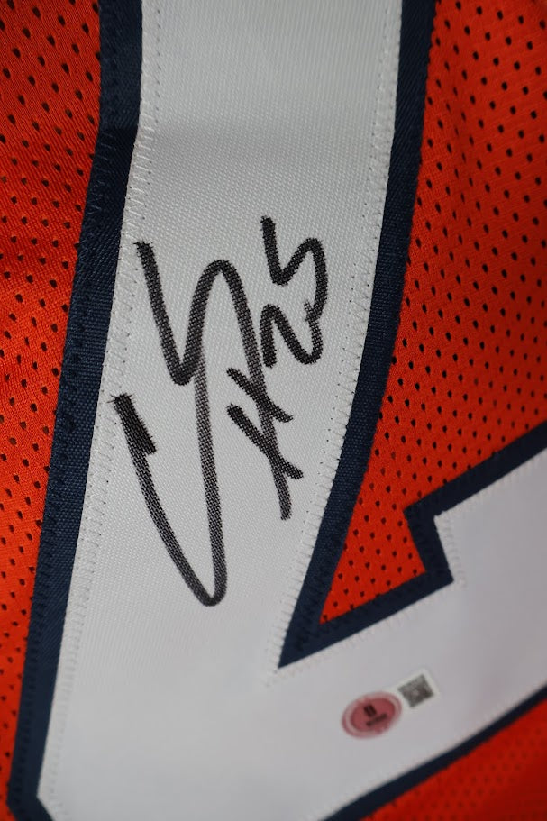 Chris Harris Jr. Autographed Denver Broncos Custom Orange Jersey Beckett COA