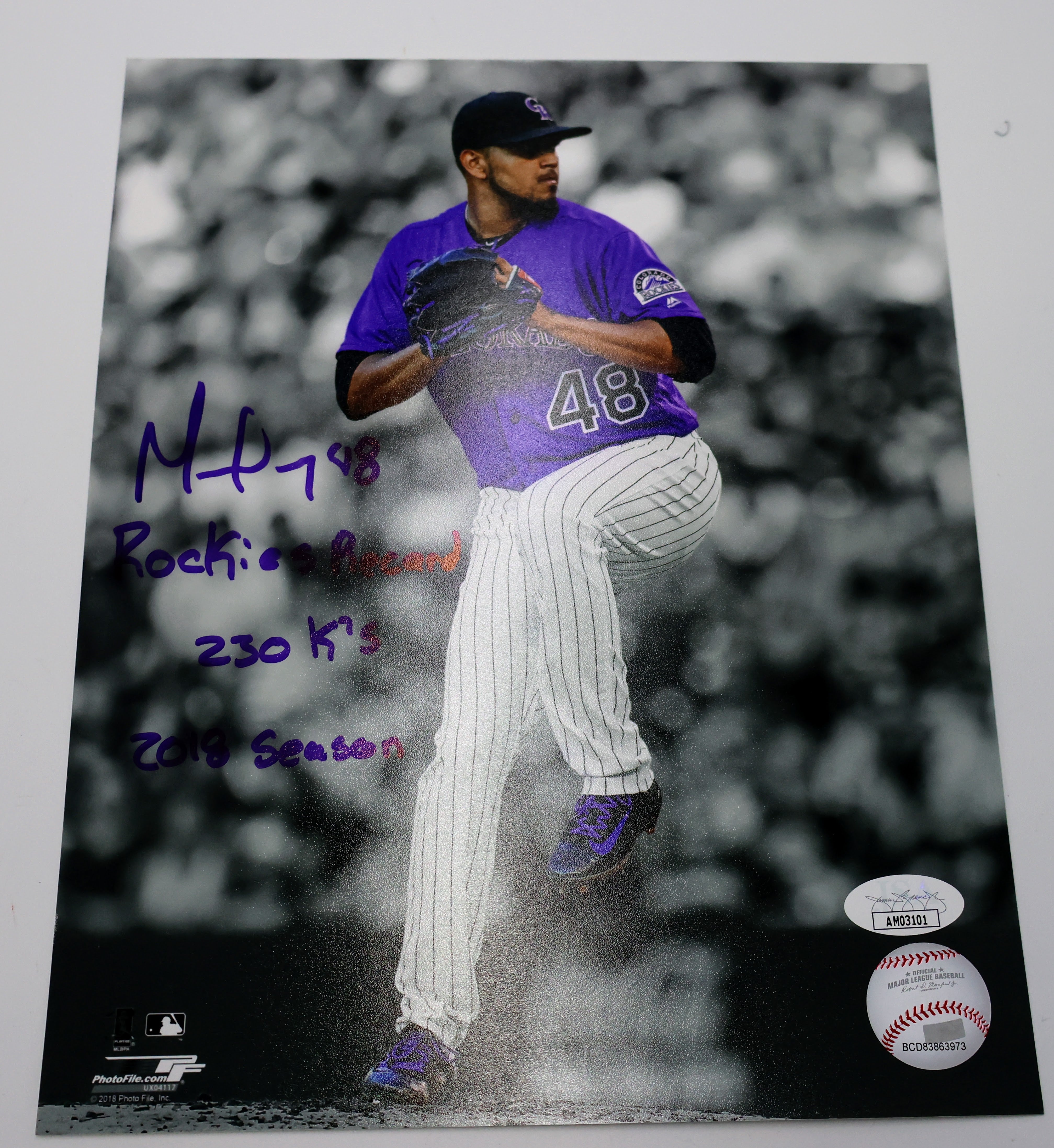 German Marquez Autographed Rockies 8x10 Photo 3 Inscriptions (JSA)