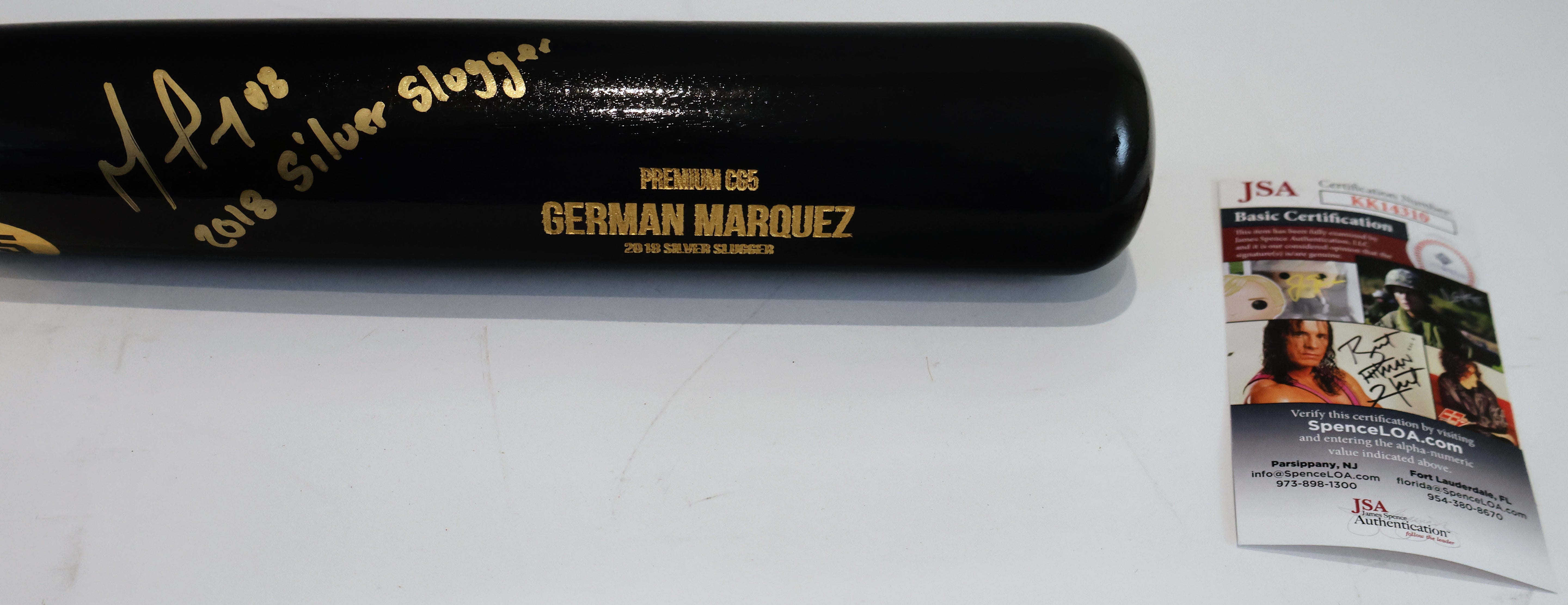 German Marquez Autographed Rockies Bat "2018 Silver Slugger" Inscribed (James Spence COA)