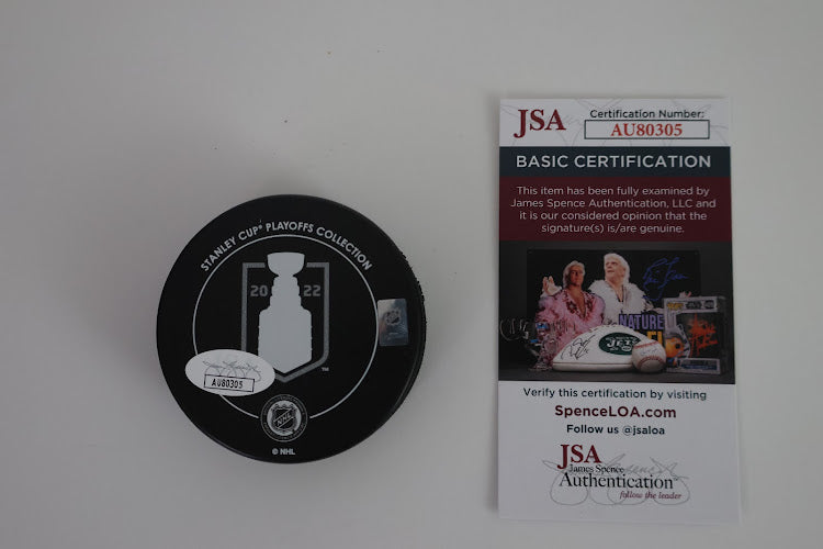 Artturi Lehkonen Autographed 2022 Stanley Cup Champions Avalanche Puck inscribed "22 SC Champ" JSA COA